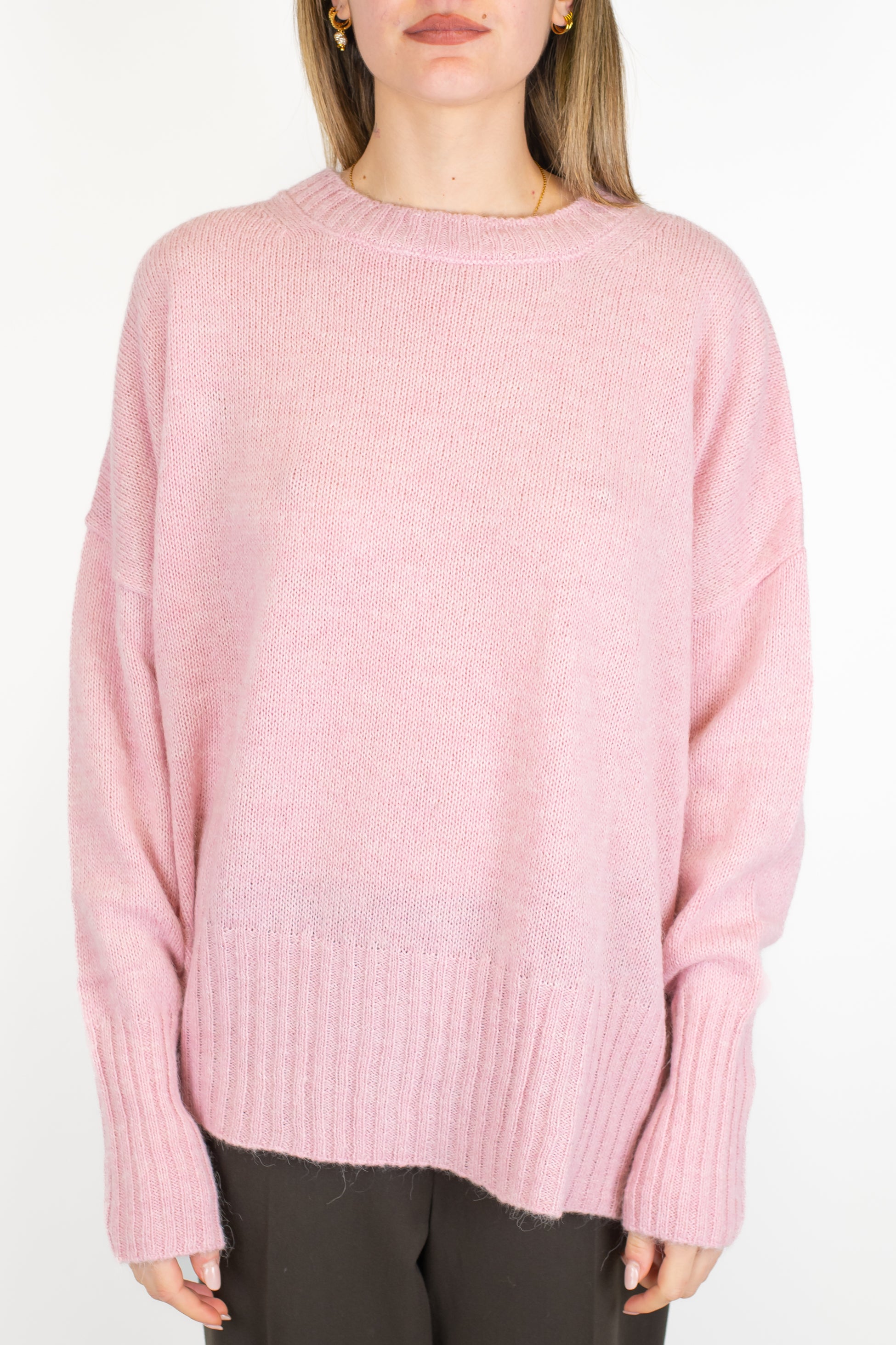 Tensione in - Maglia girocollo over in misto lana