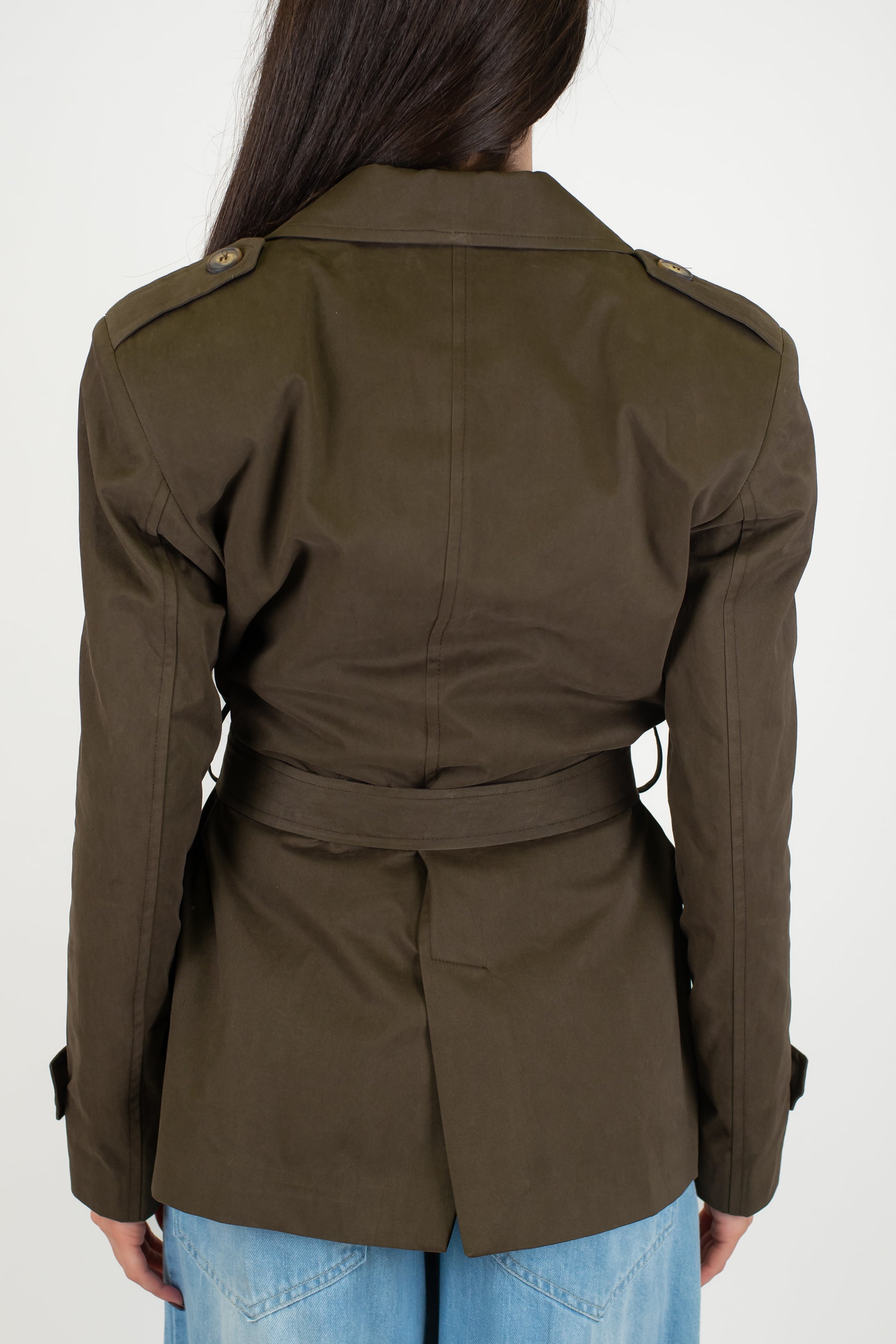 Motel - Giacca trench sahariana con tasconi e cintura in tessuto