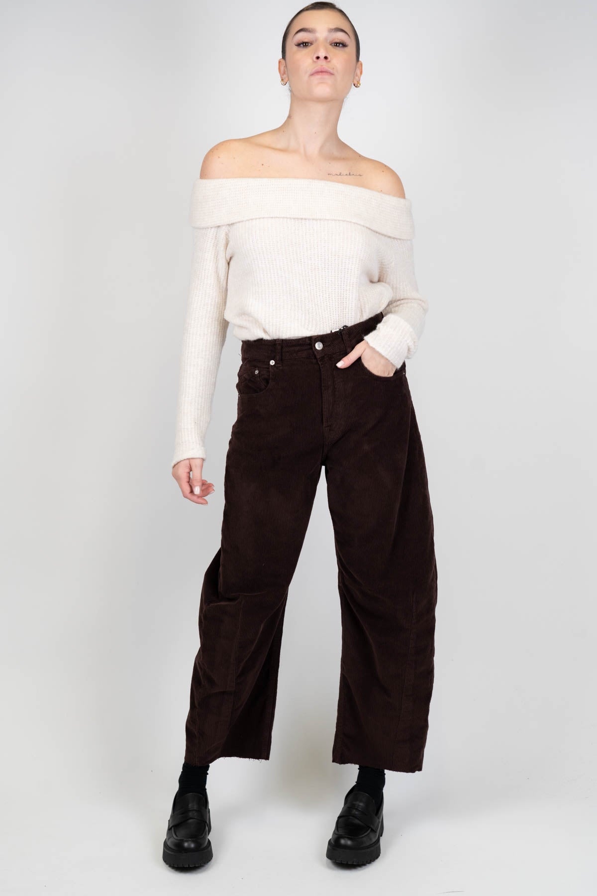 Haveone - Pantalone balloon in velluto millerighe modello Barbara