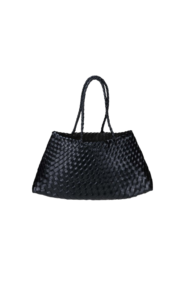 Borsa a barca in vera pelle intrecciata