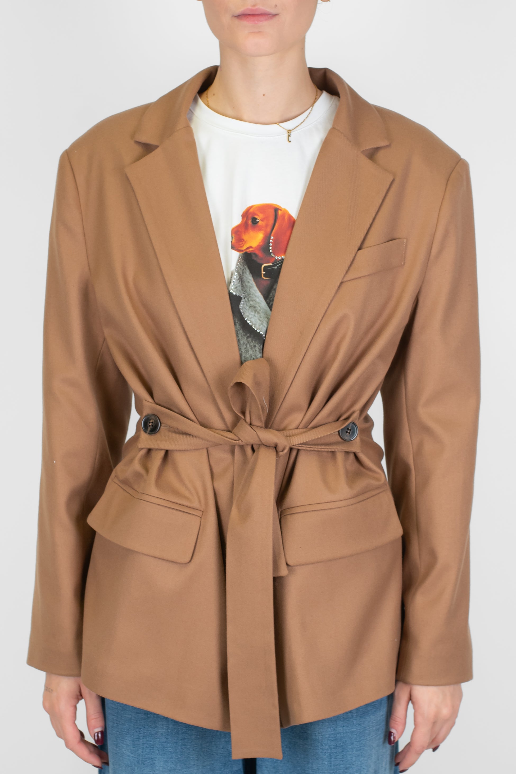 Tensione in - Giacca a portafoglio con cintura in tessuto