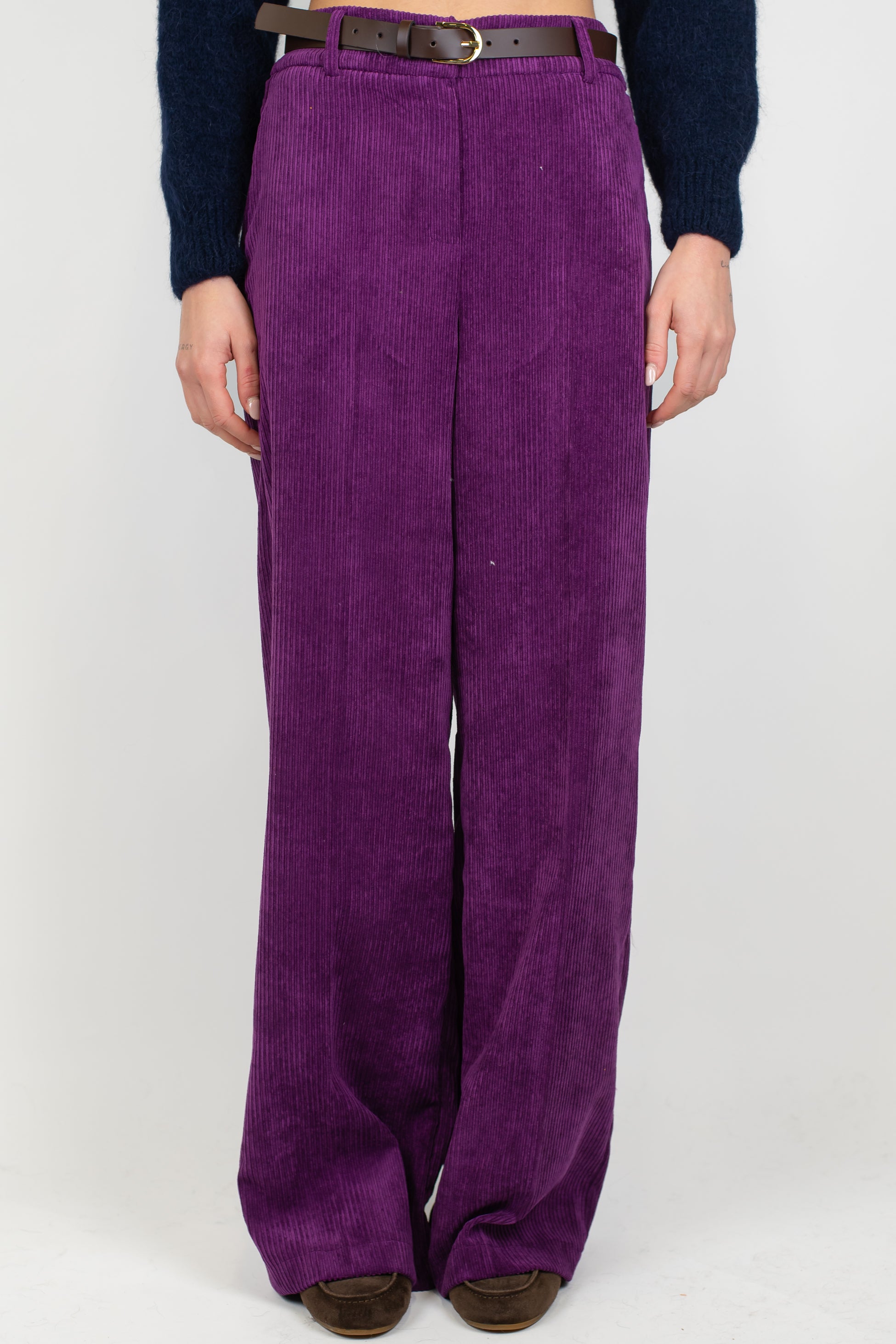 Motel - Pantalone palazzo in velluto a coste con elastico sul retro