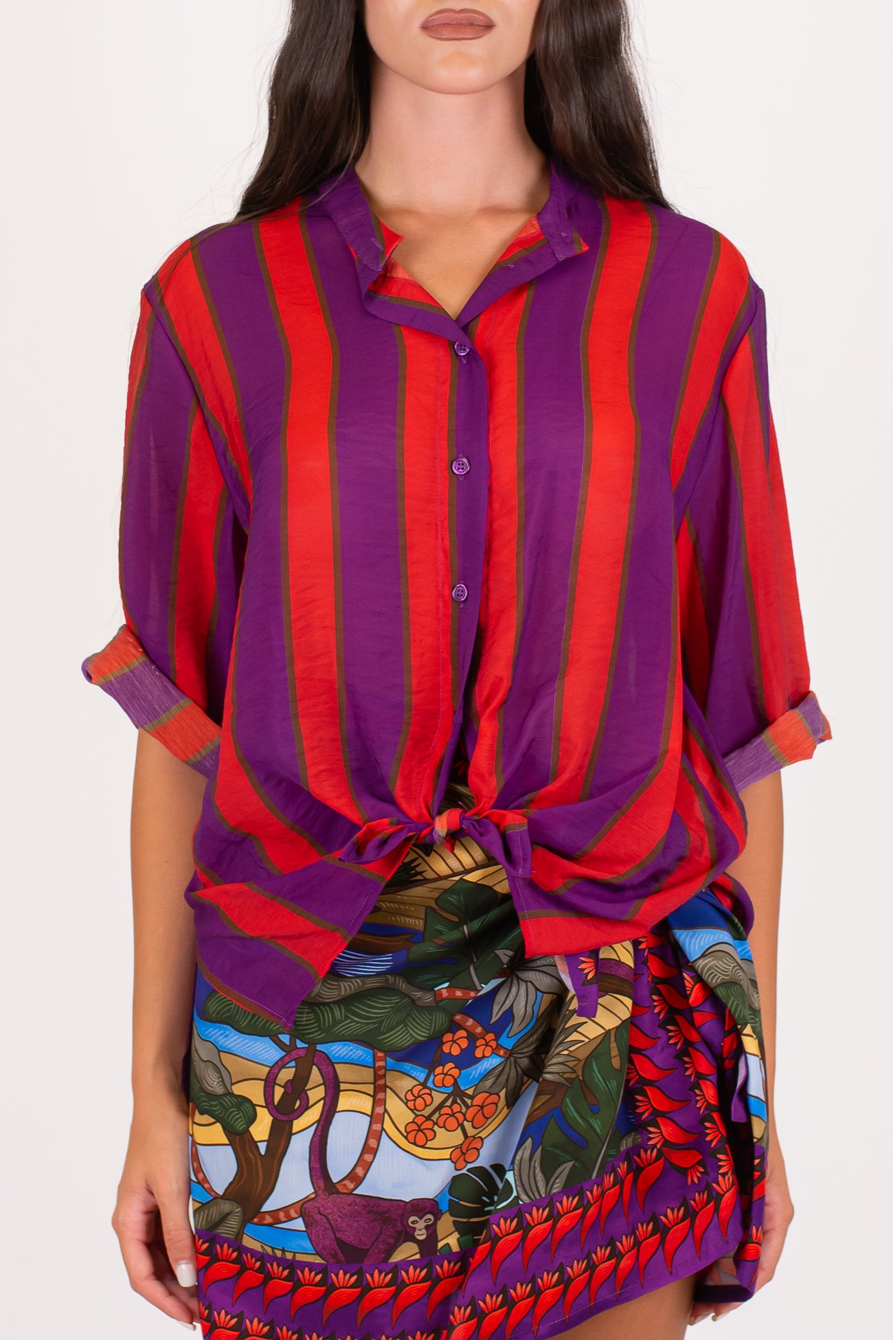 Dixie - Camicia rigata in viscosa leggera