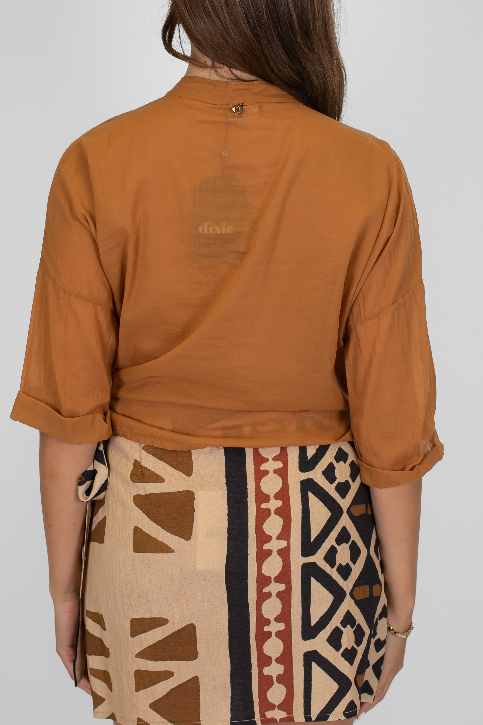 DIxie - Camicia in mussola di cotone collo coreano