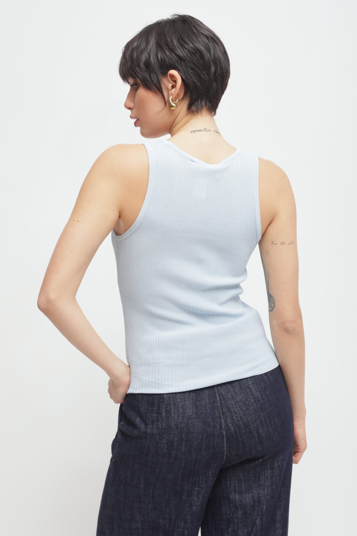 Maryley - Canotta a costine in viscosa leggera con scollo ampio