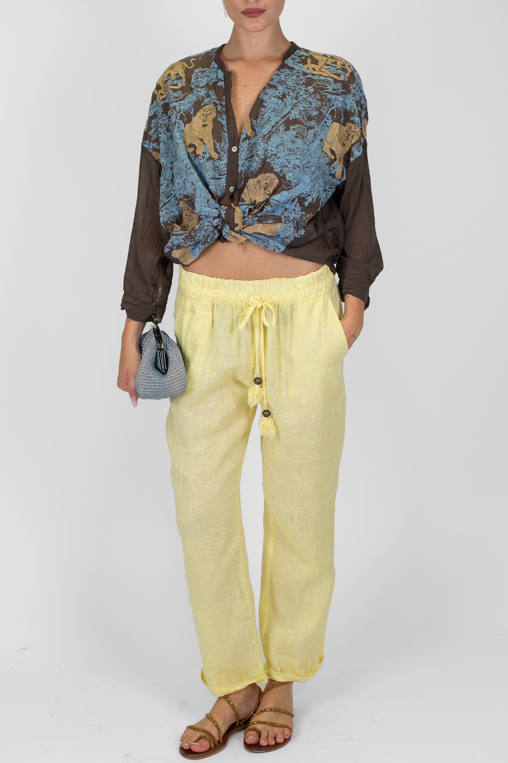 Motel - Pantalaccio regular in pure lino