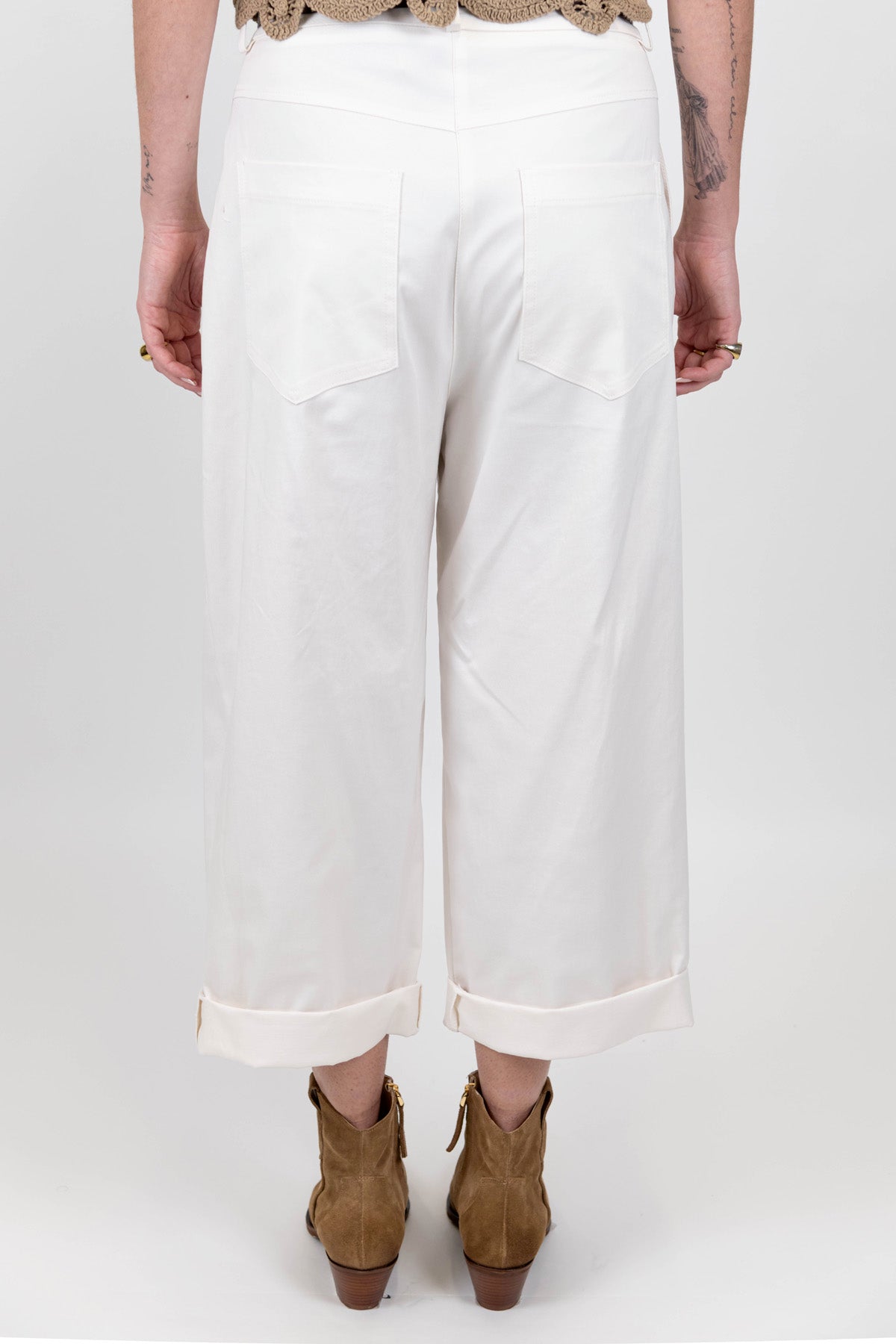 Maryley - Pantalone regular con pinces e risvolto sul fondo