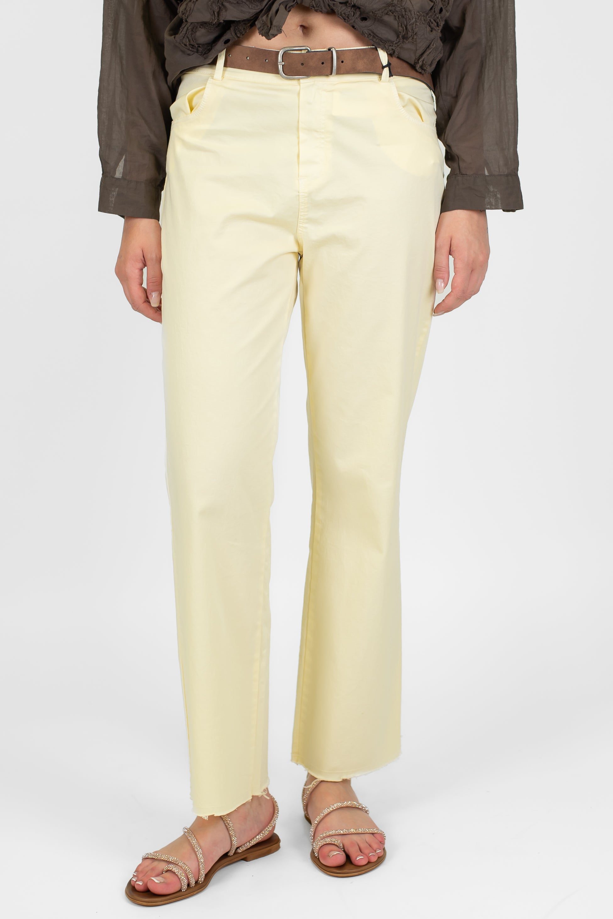 Tensione in - Pantalone regular in cotone sfrangiato sul fondo