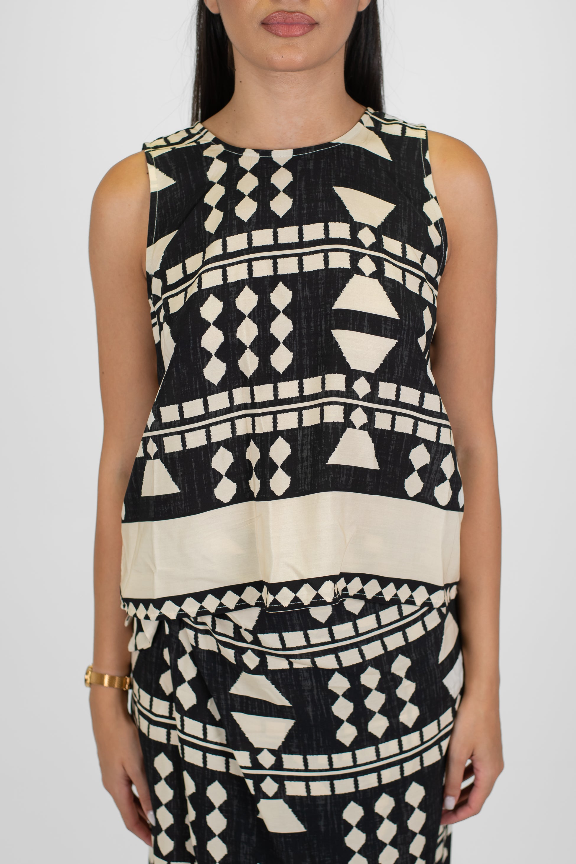 Haveone - Top fantasia geometrica in viscosa