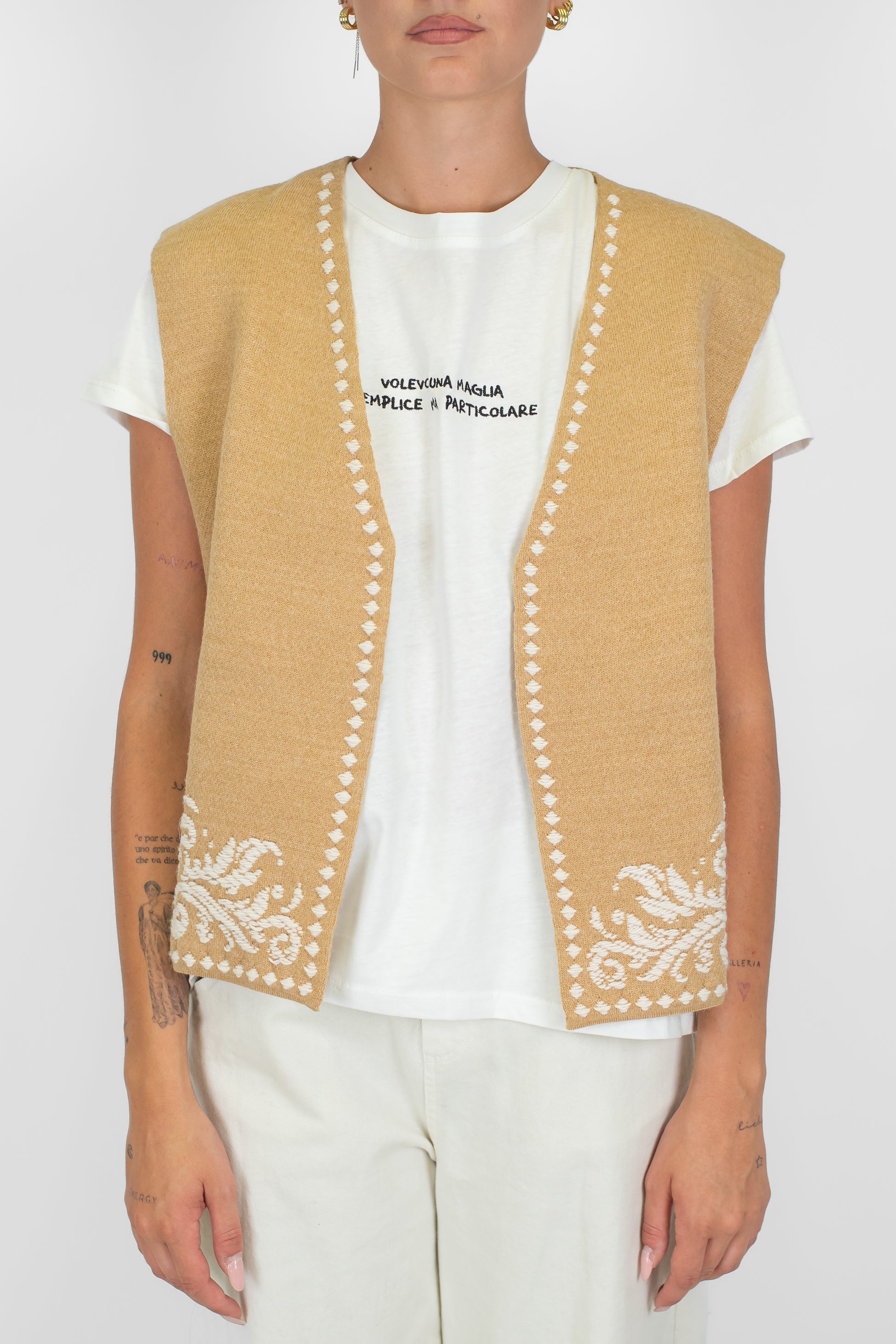 Motel - Gilet aperto fantasia astratta in misto lana