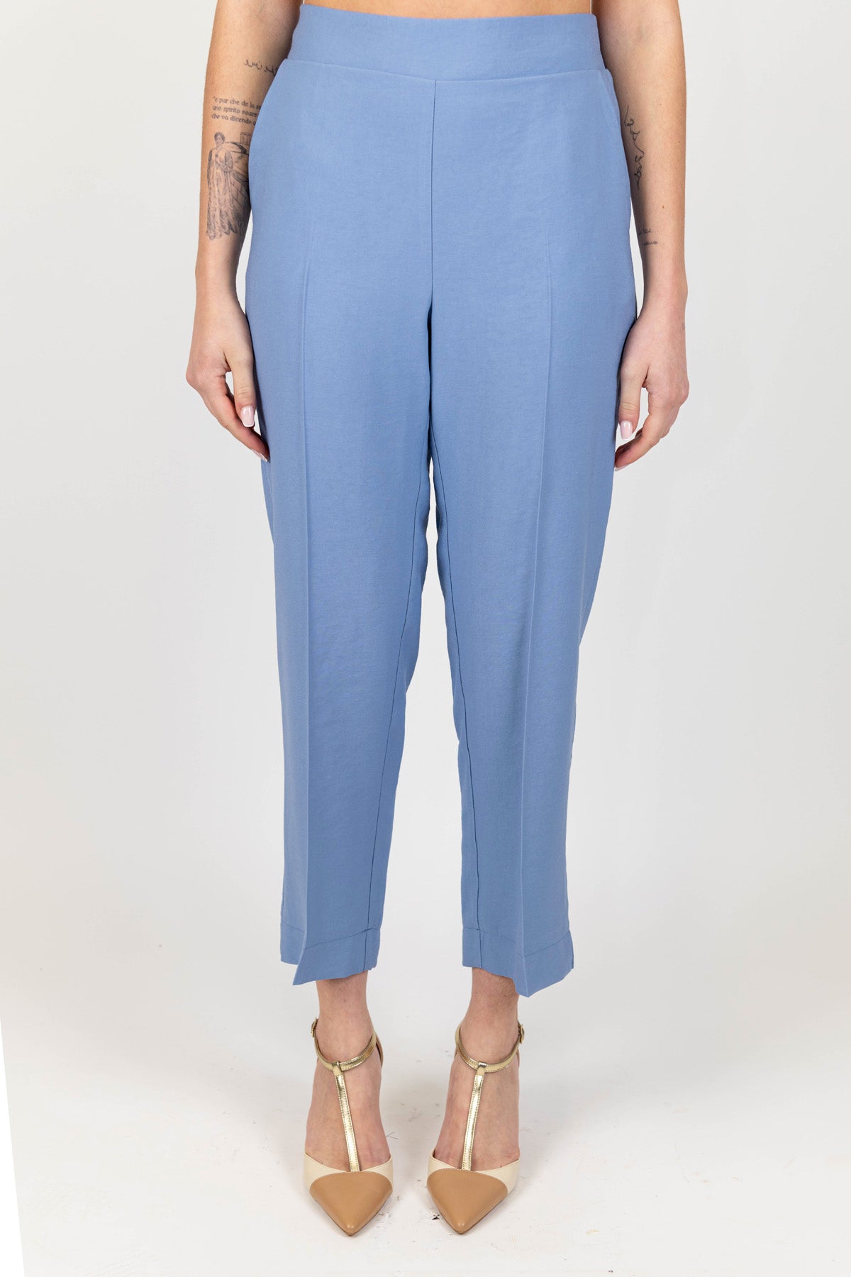 Maryley - Pantalone slim con elastico in vita