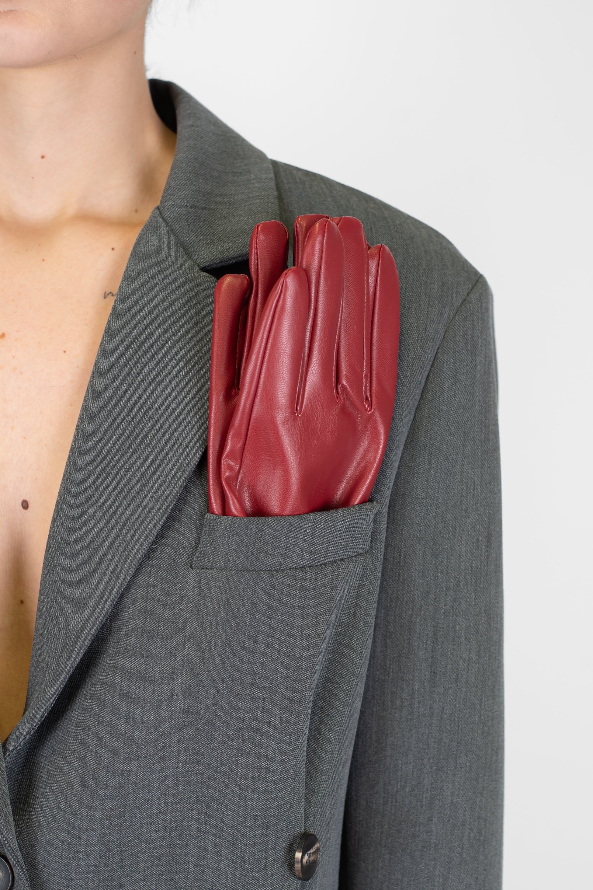 Motel - Giacca monopetto in punto milano con spalline e guanti