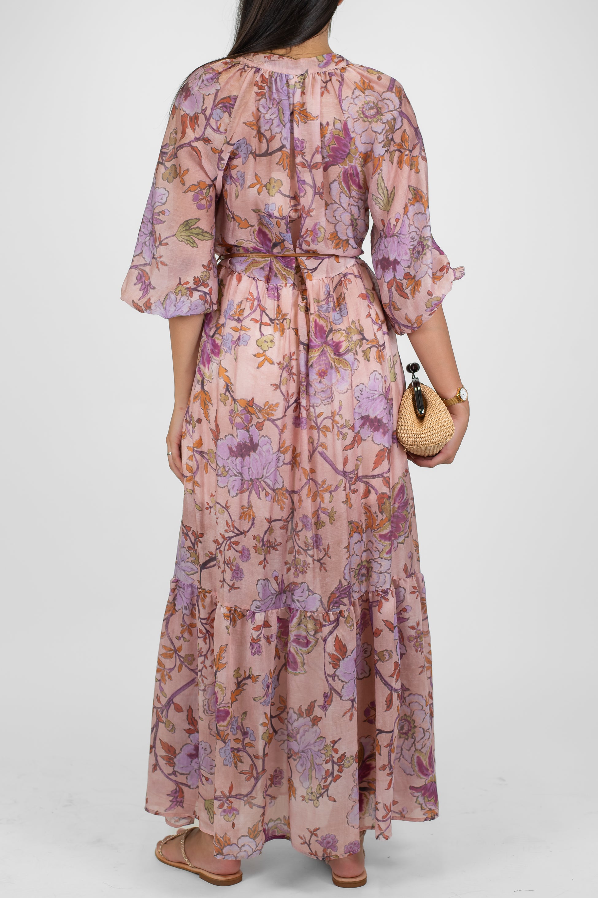 Tensione in - Chemisier fantasia floreale in lyocell con collo coreano e balze