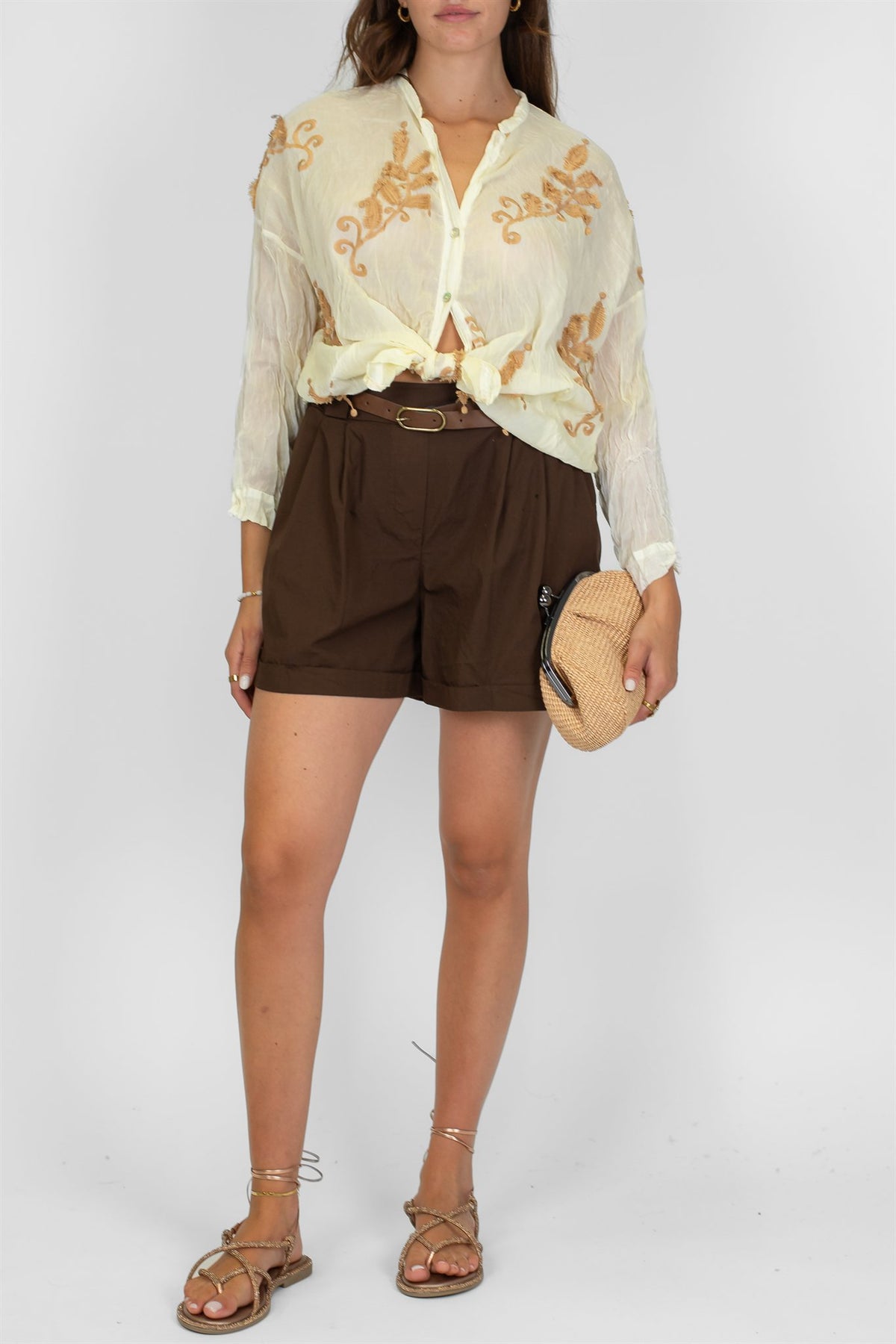 Haveone - Shorts in cotone con pinces