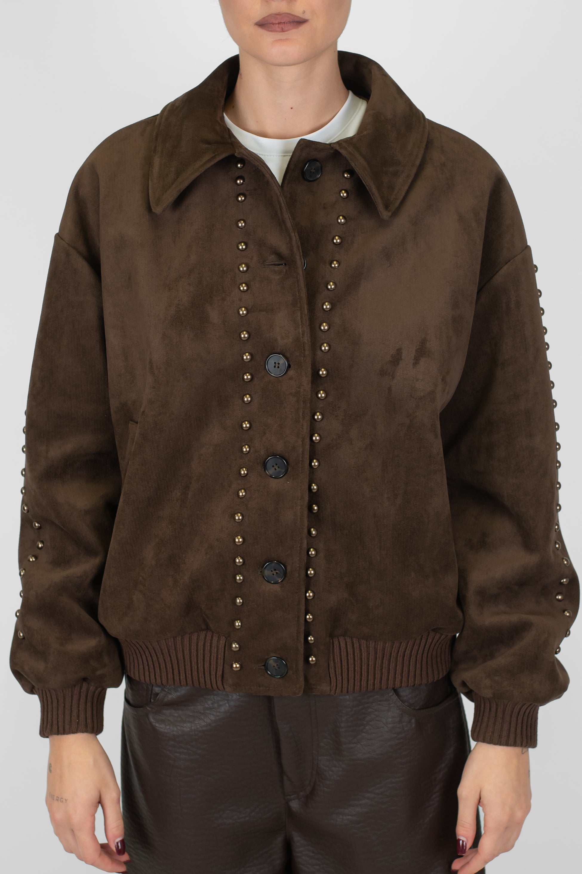 Dixie - Giubbino in suede con borchie