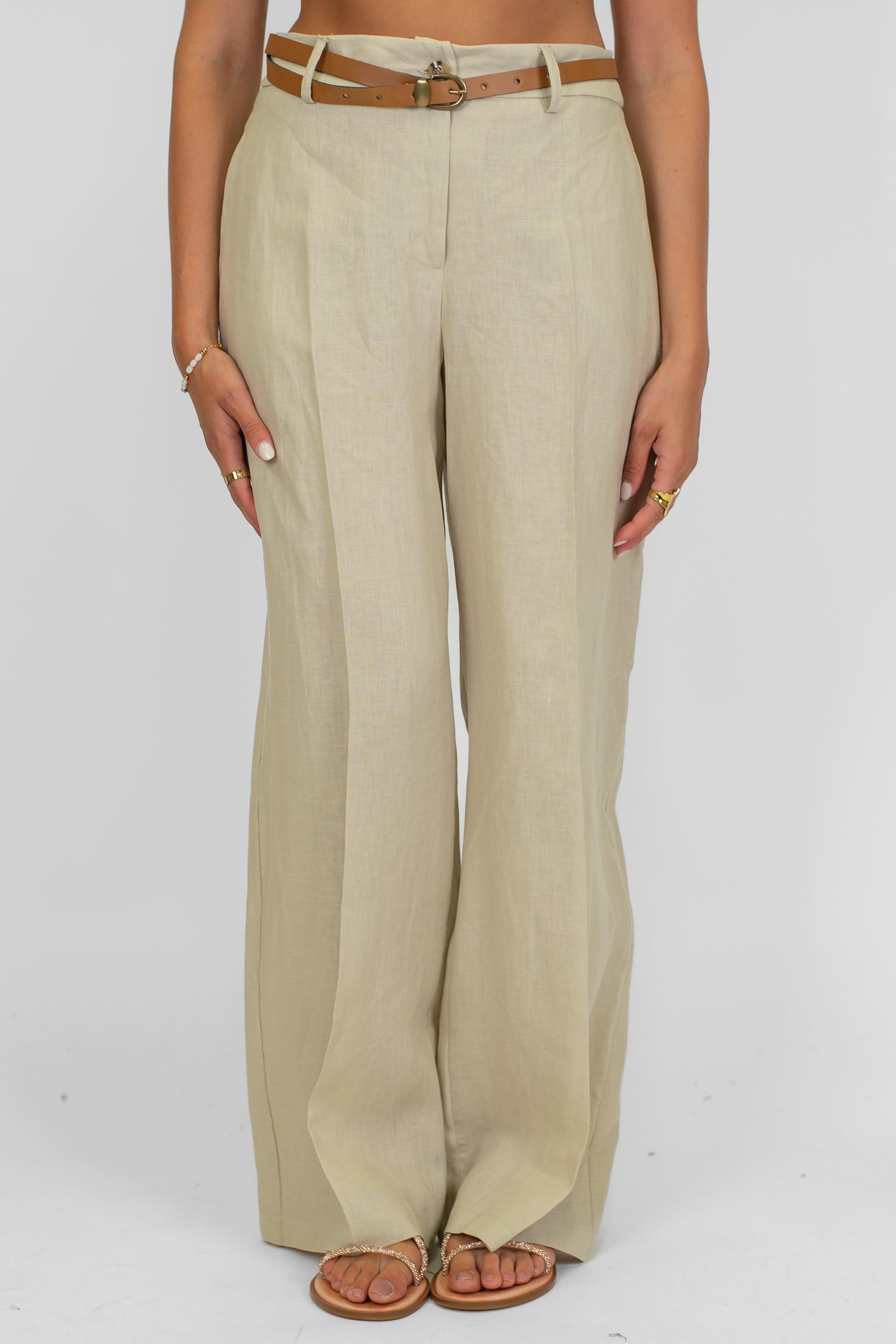 Tensione in - Pantalone palazzo in puro lino