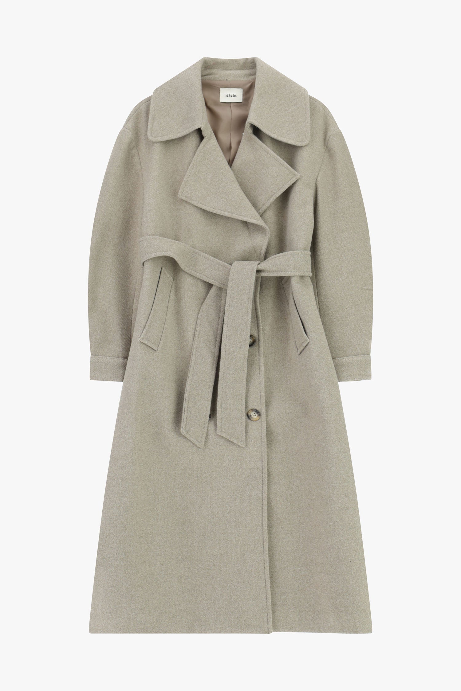 Dixie - Cappotto doppiopetto con cintura e maxi revers