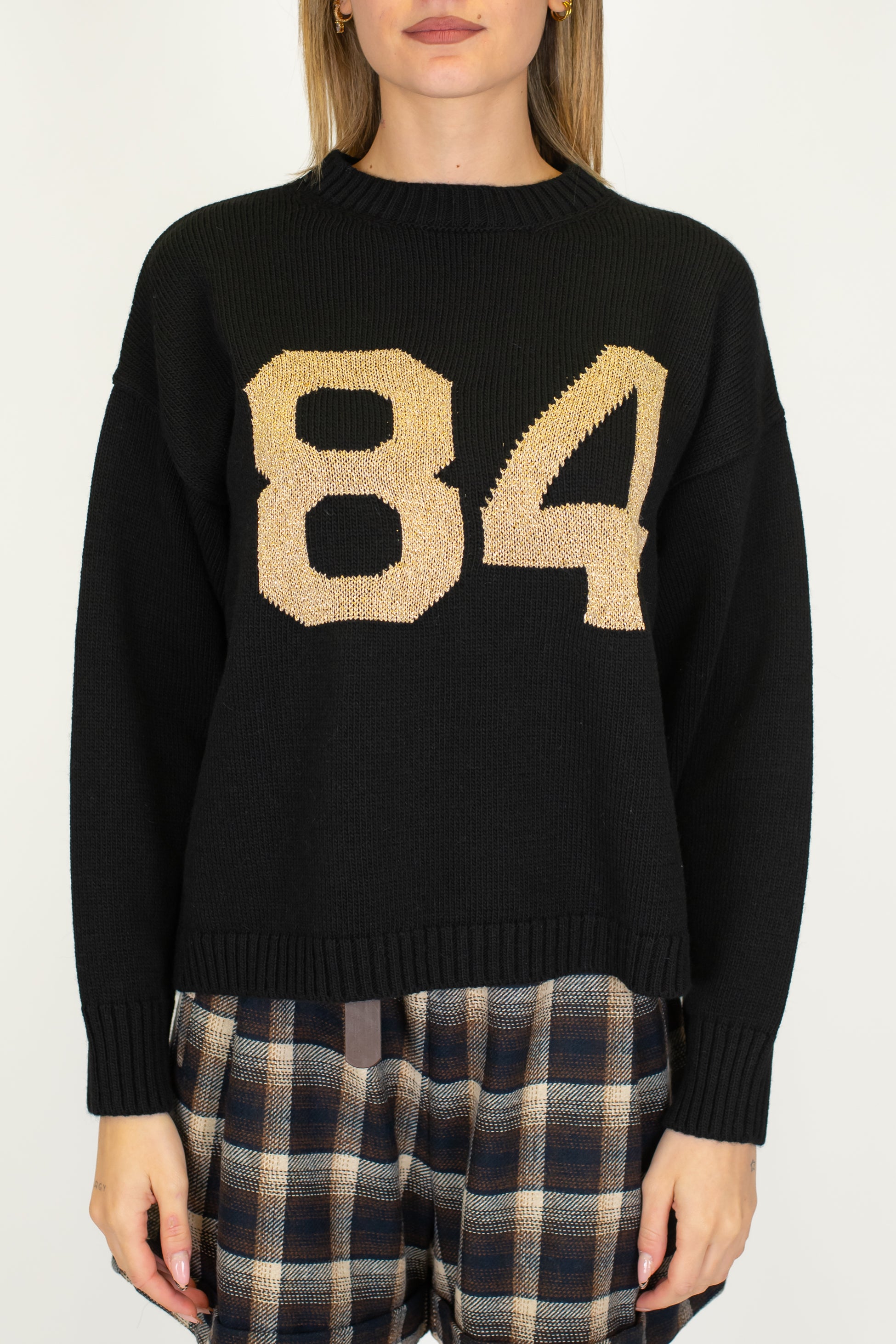 Motel - Maglia girocollo in misto lana con numero a contrasto