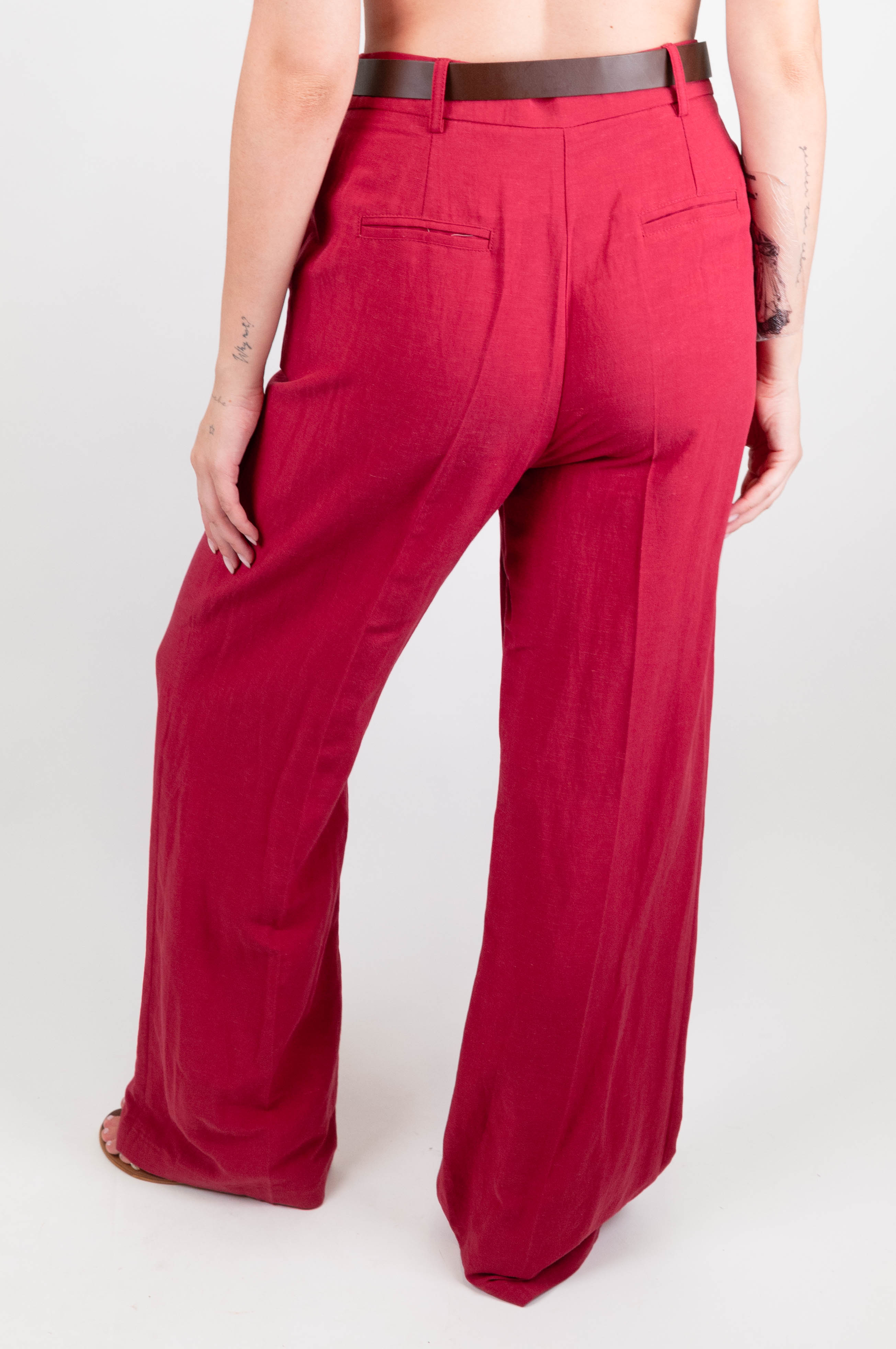 Tensione in - Pantalone palazzo in misto lino