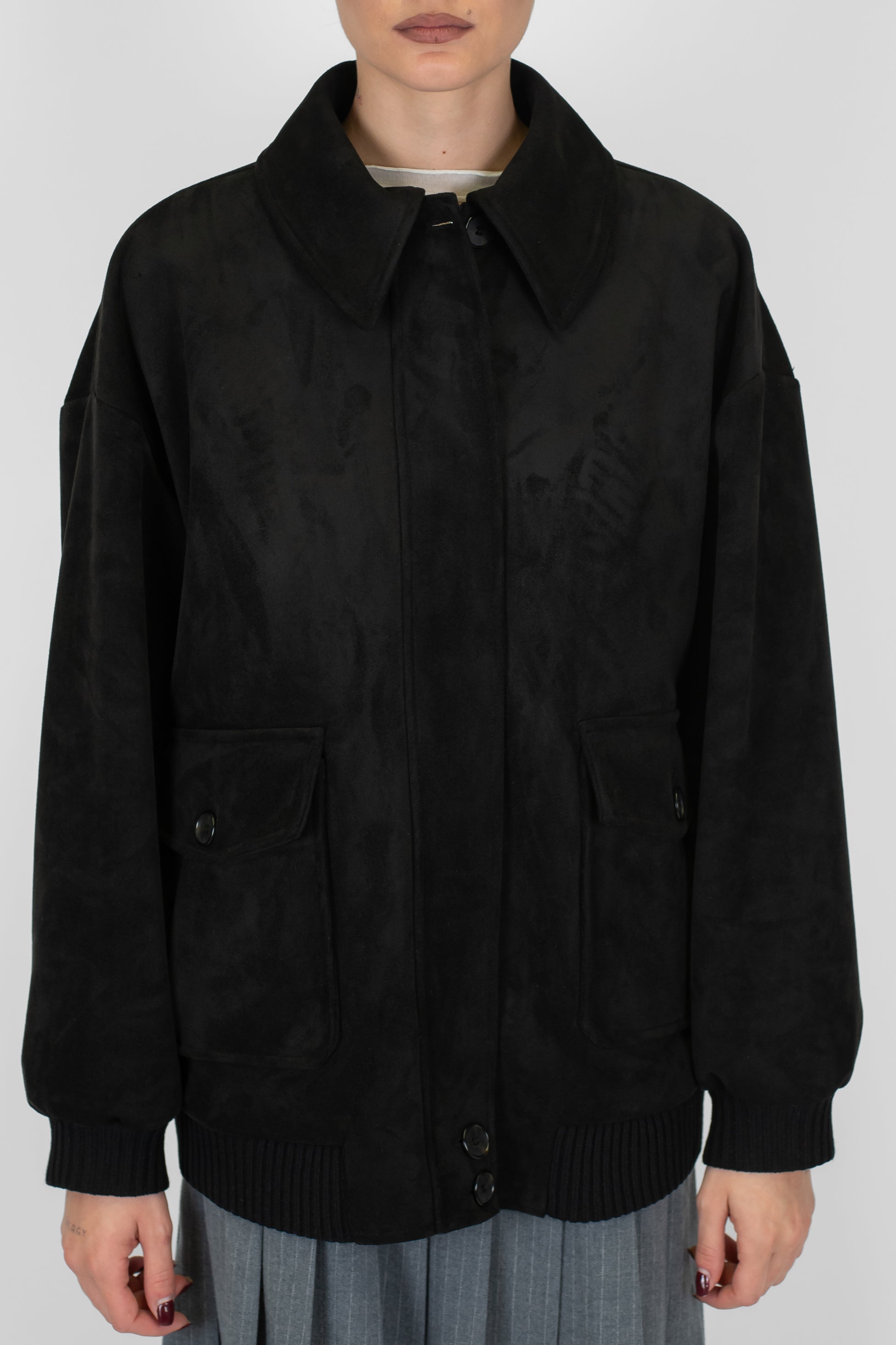 Dixie - Bomber in dainetto con colletto ed elastico sul fondo