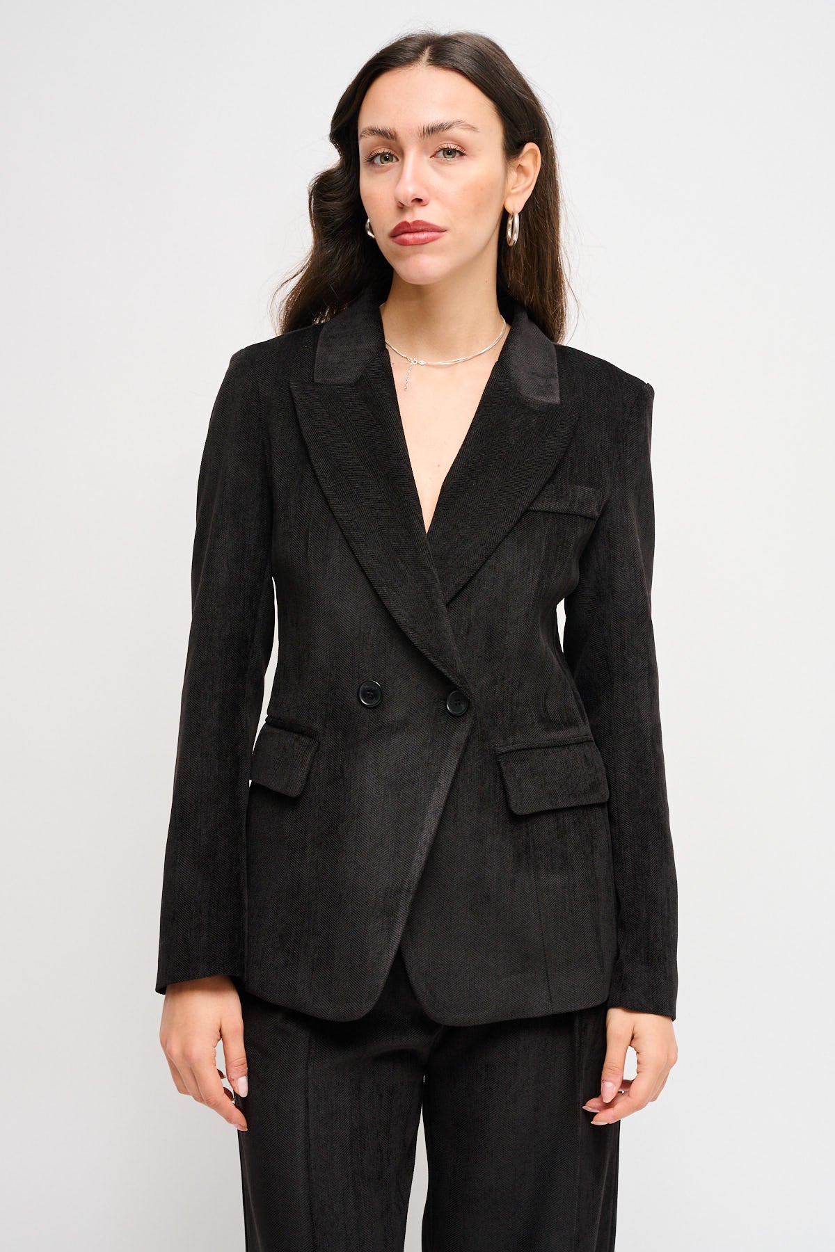 Maryley - Giacca doppiopetto fantasia spigata in velluto