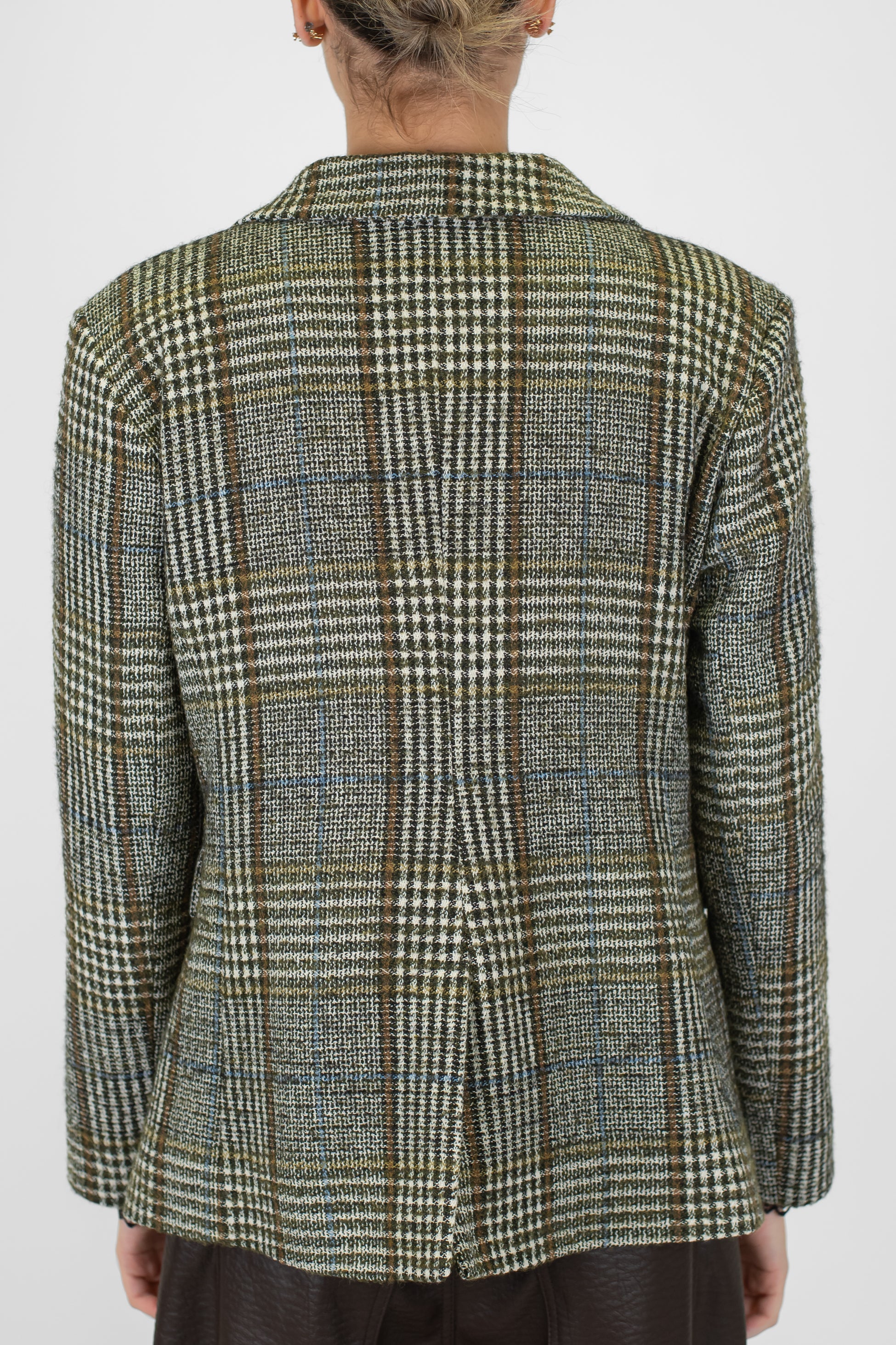 Tensione in - Giacca monopetto fantasia principe di galles in misto lana con spille