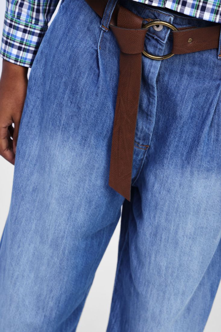 Dixie - Jeans cropped a gamba larga e cintura