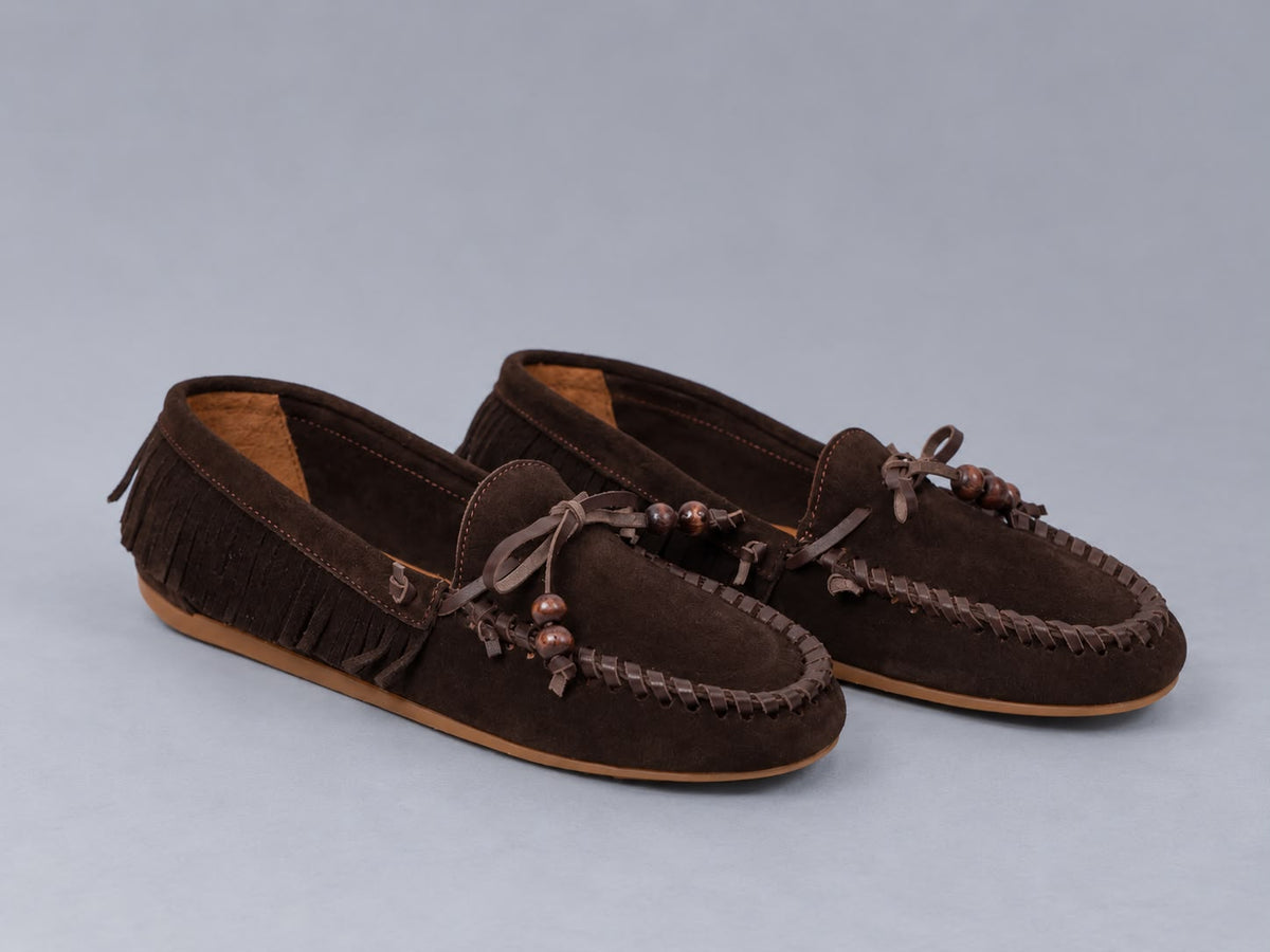 Ovyé - Mocassino in camoscio con frange laterali e laccio