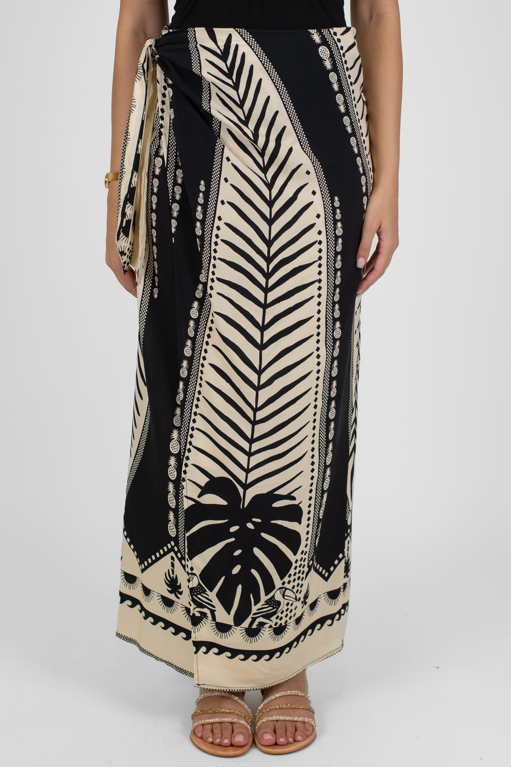 Haveone - Coordinato in viscosa body con allaccio al collo e gonna fantasia