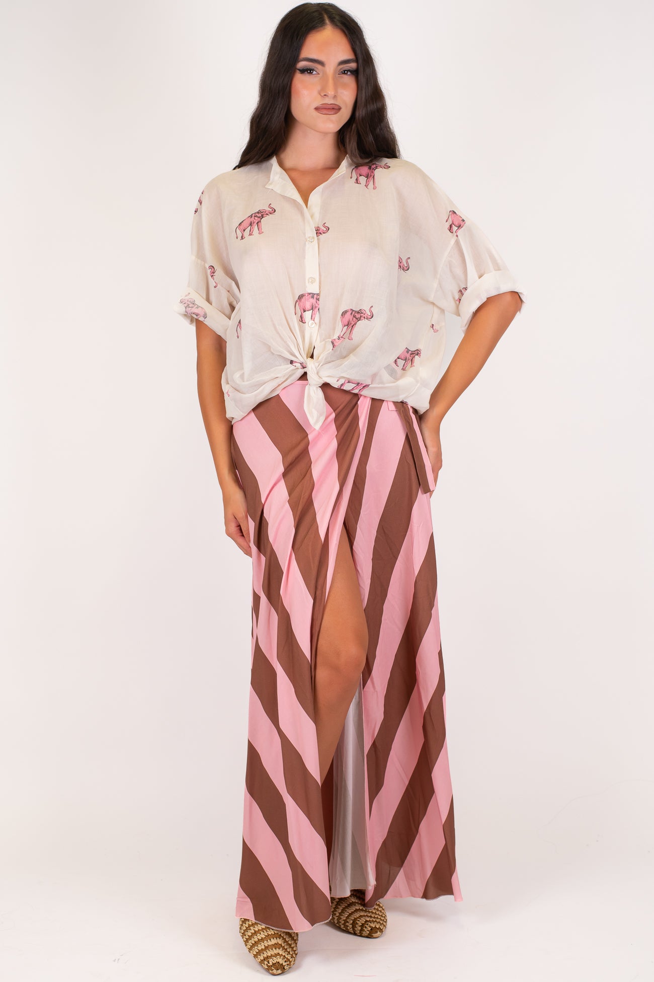 Tensione in - Camicia in mussola di cotone con elefanti
