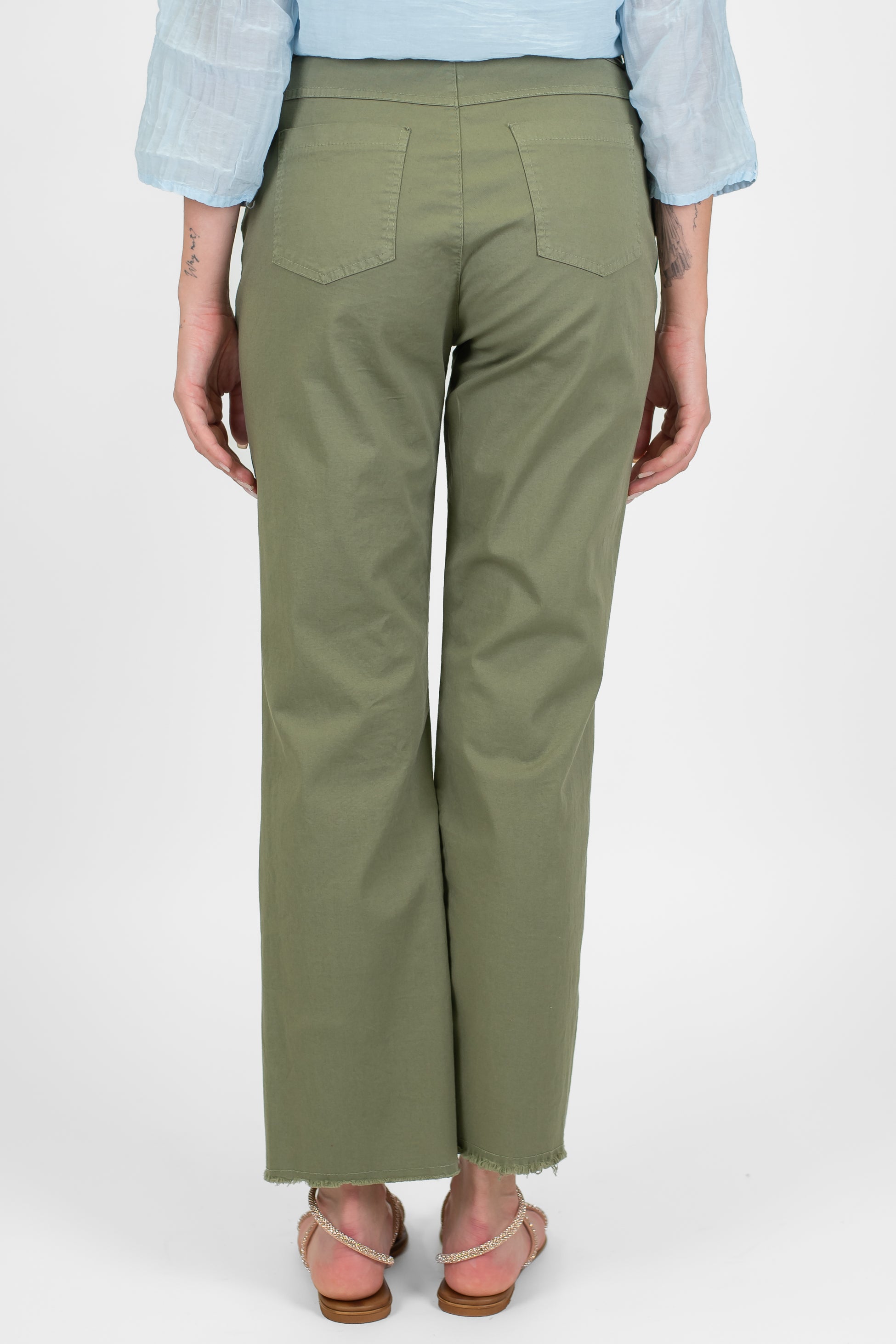 Tensione in - Pantalone regular in cotone sfrangiato sul fondo