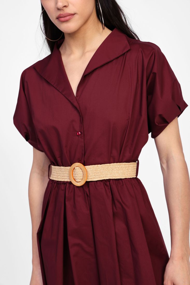 Dixie - Abito in cotone mezza manica con cintura intrecciata