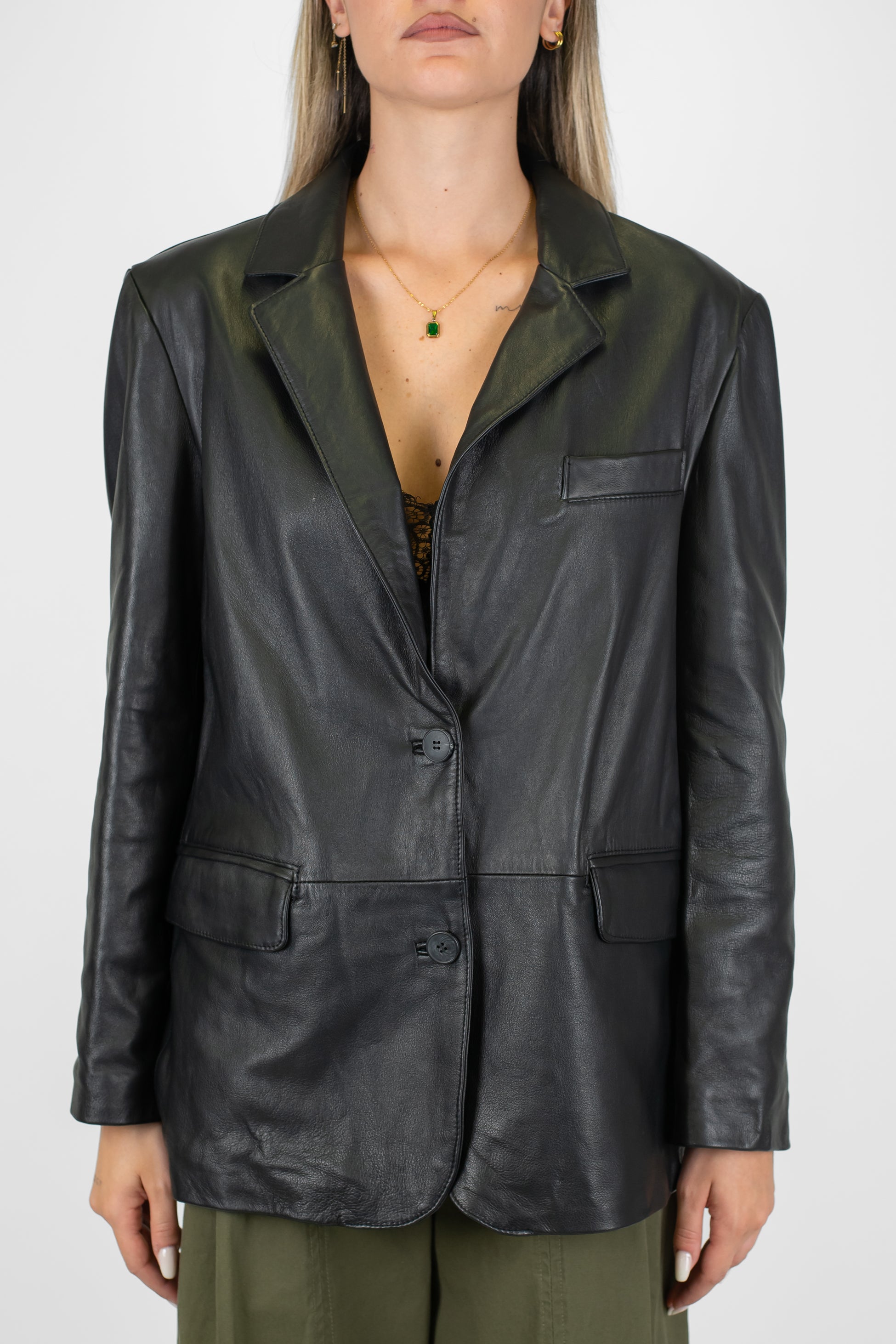 Tensione in - Giacca monopetto in vera pelle