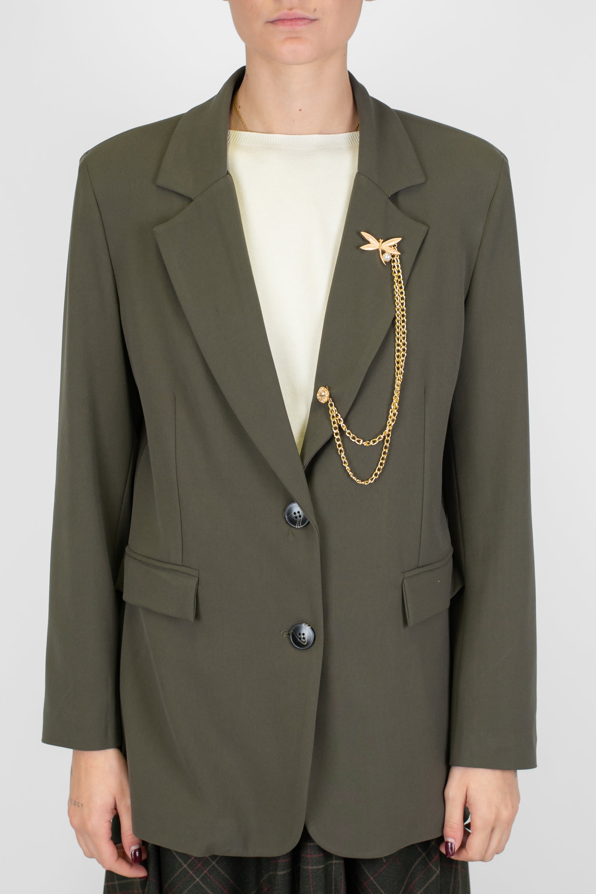 Tensione in - Giacca monopetto con spilla