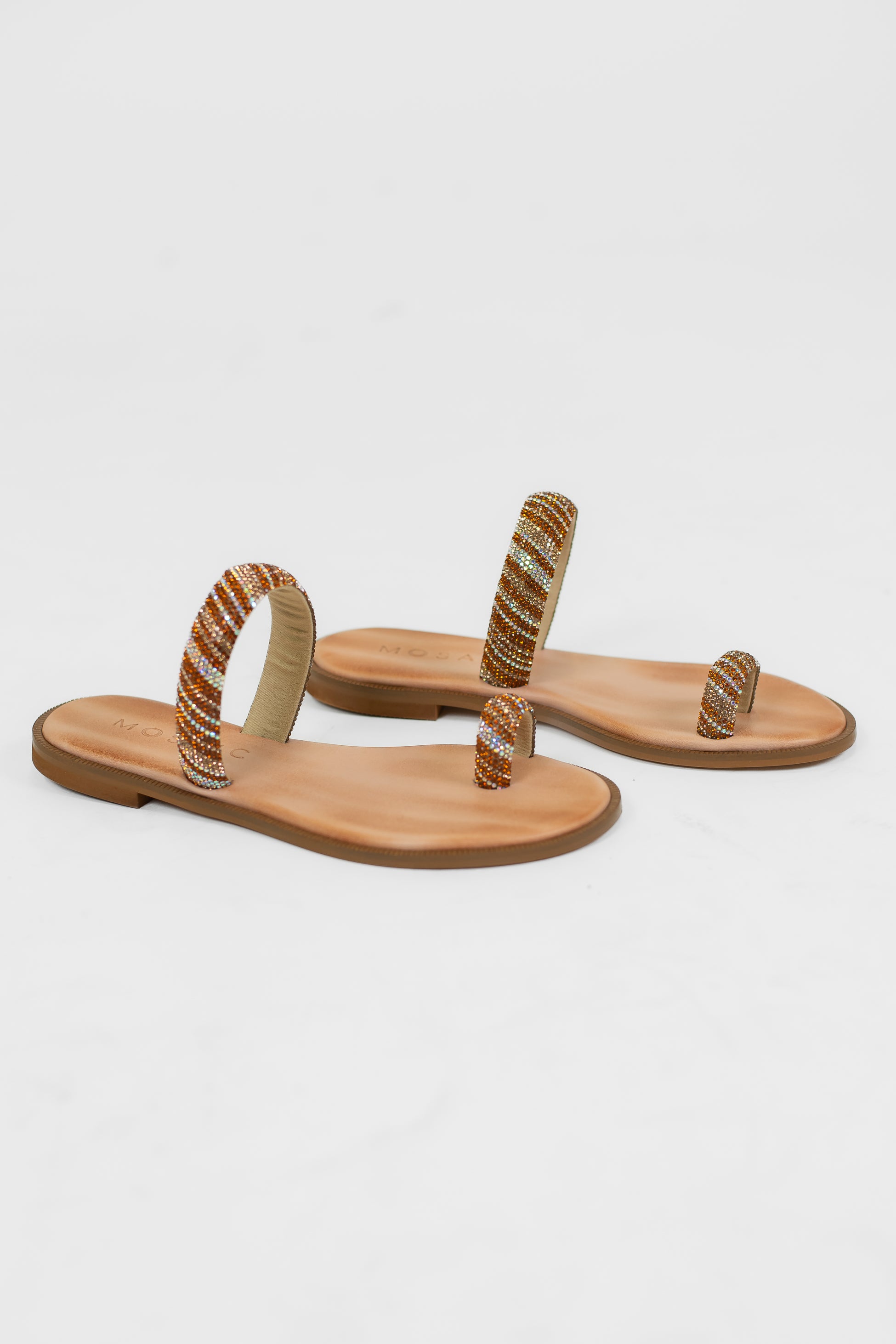 Mosaic - Sandalo infradito con doppia fascia con strass