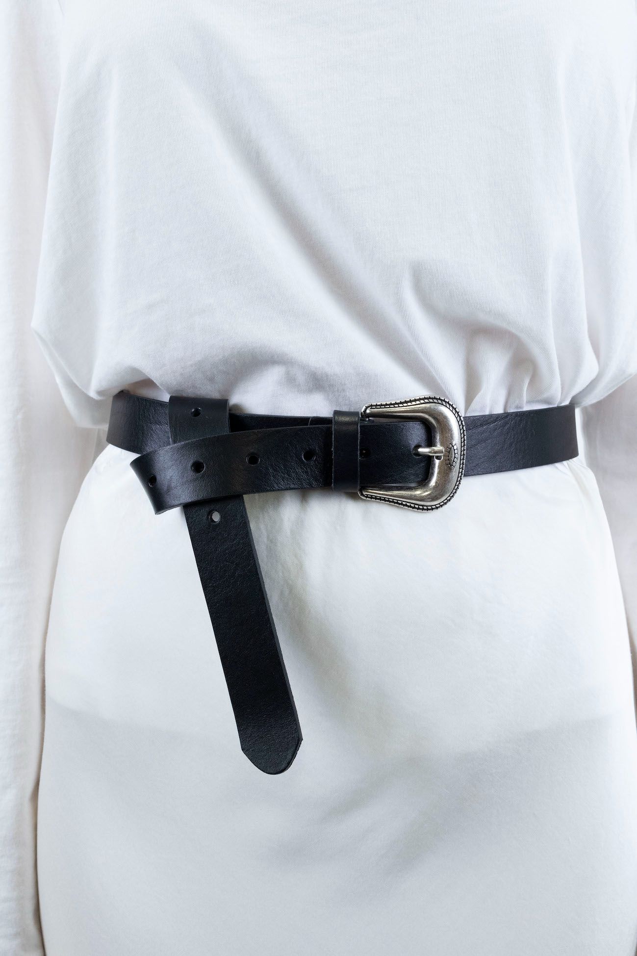 Haveone - Cintura in pelle con fibbia in acciaio