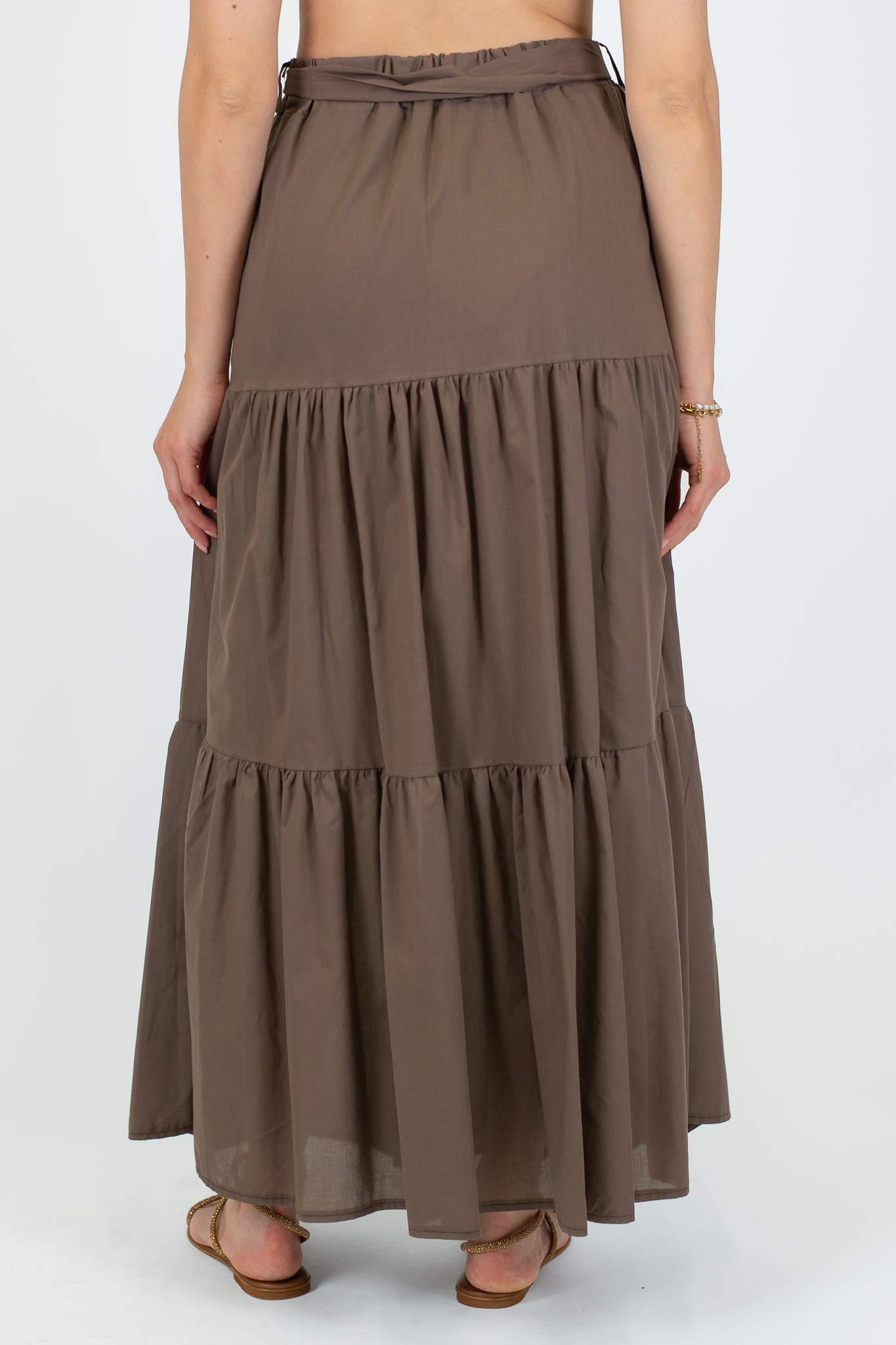 Haveone - Gonna con balze in cotone ed elastico in vita