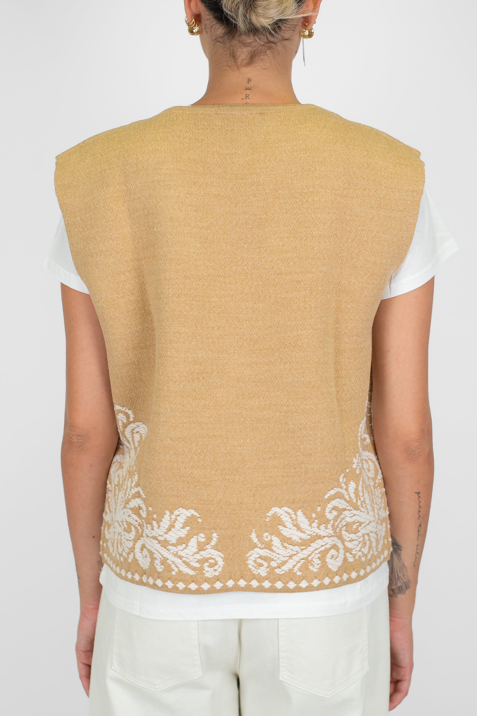 Motel - Gilet aperto fantasia astratta in misto lana