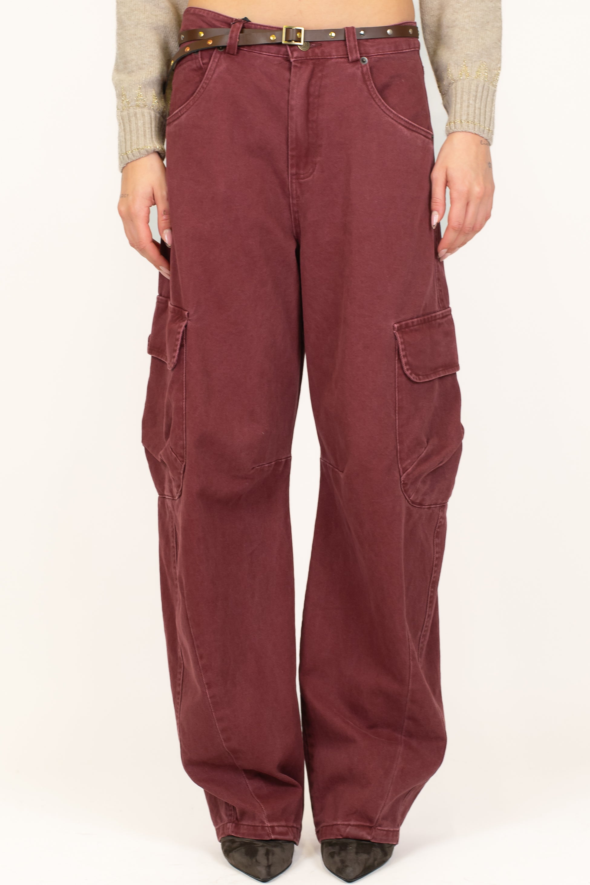 Tensione in - Pantalone cargo in denim colorato