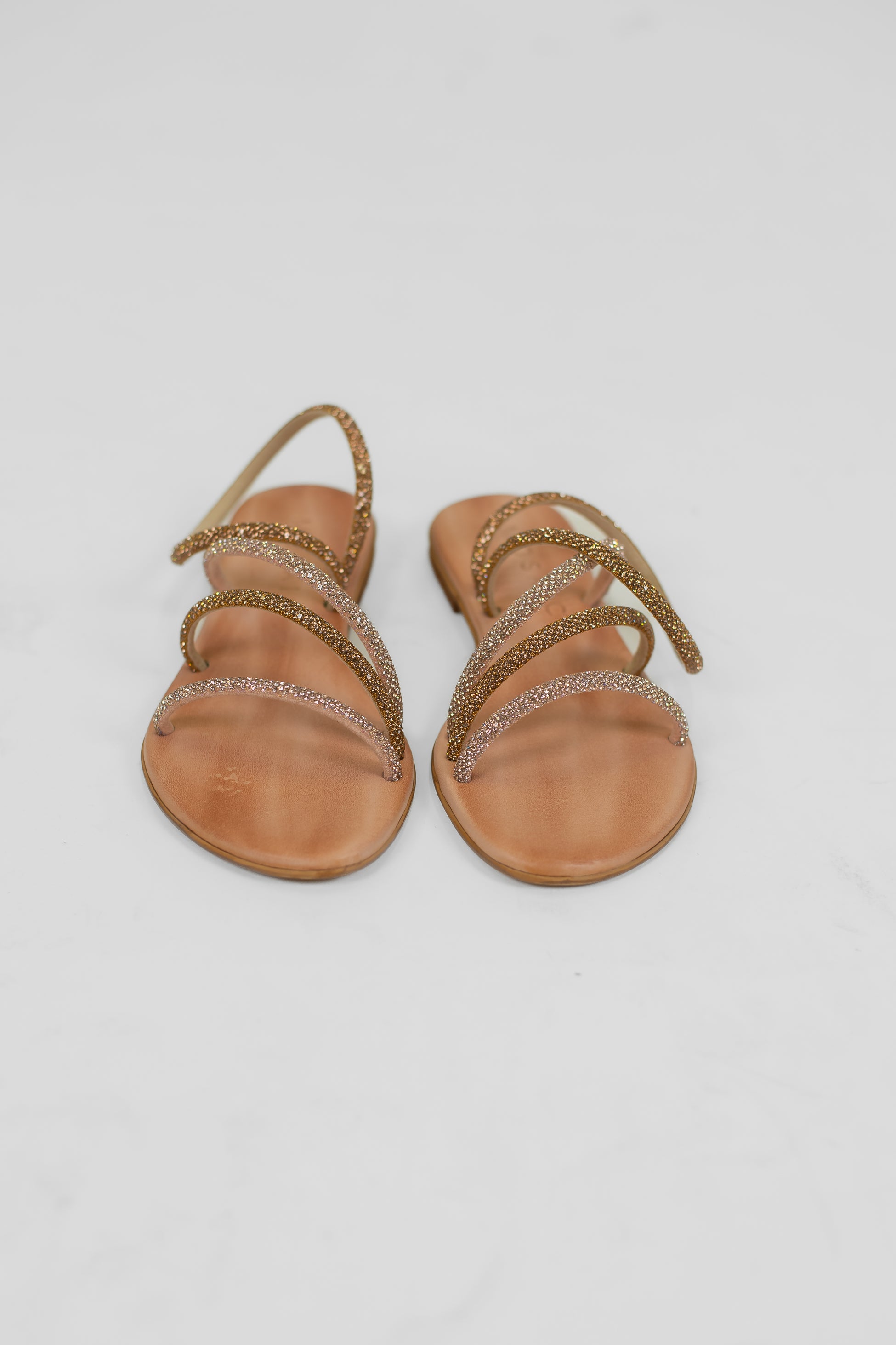 Mosaic - Sandalo con strass intrecciato a due colori