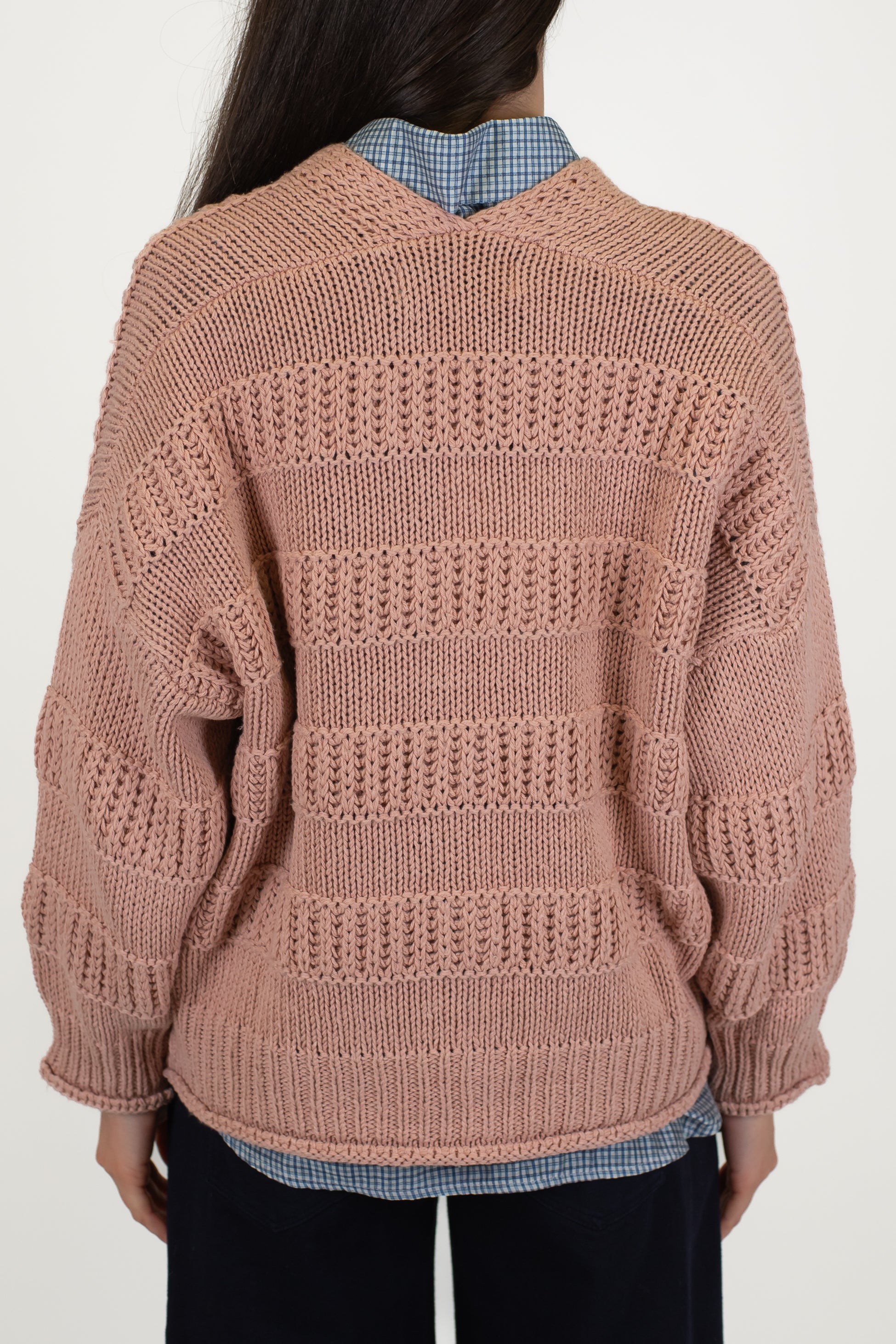 Haveone - Cardigan tre bottoni in filato leggero con bande in rilievo