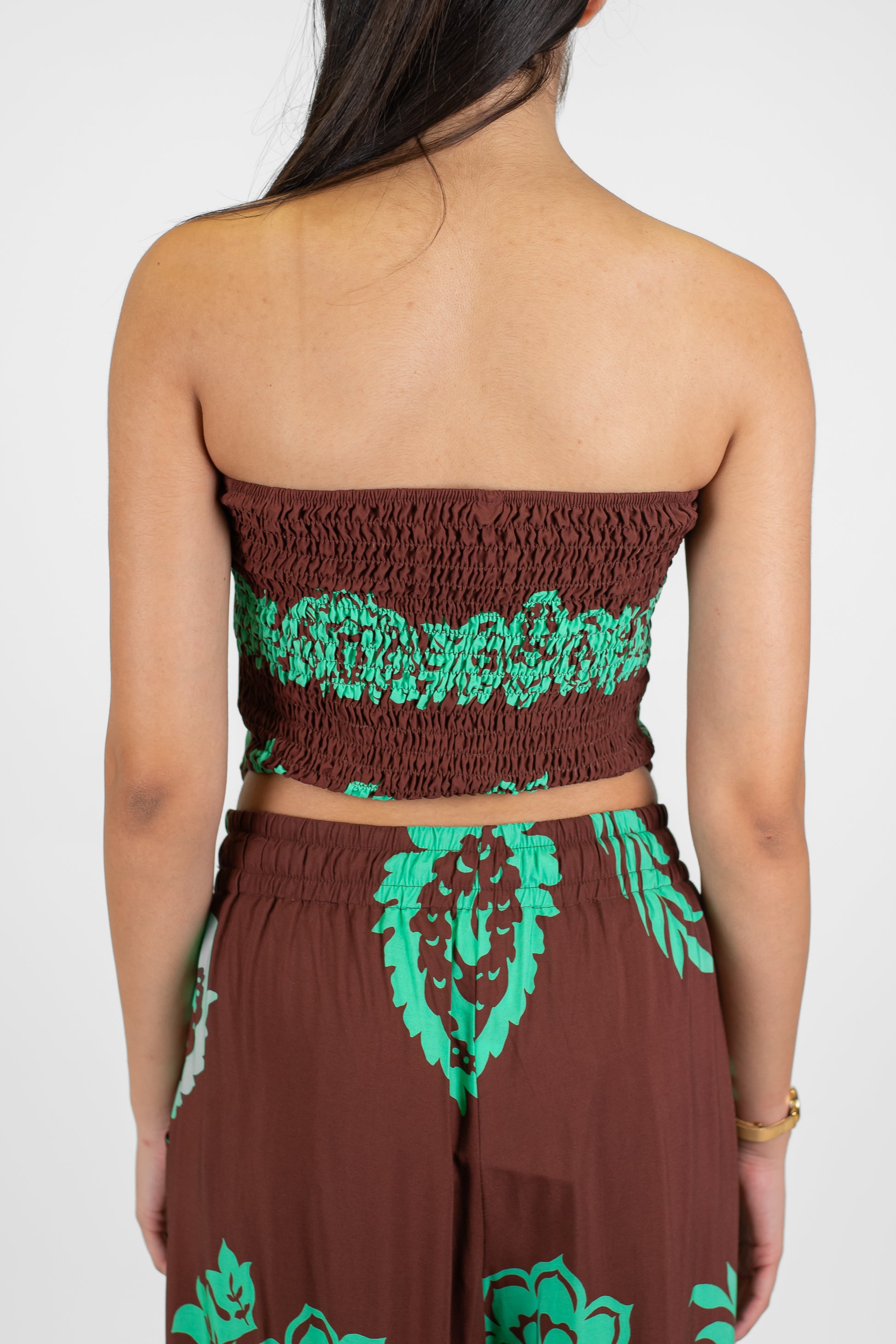 Tensione in - Top foulard a fascia fantasia floreale astratta in viscosa