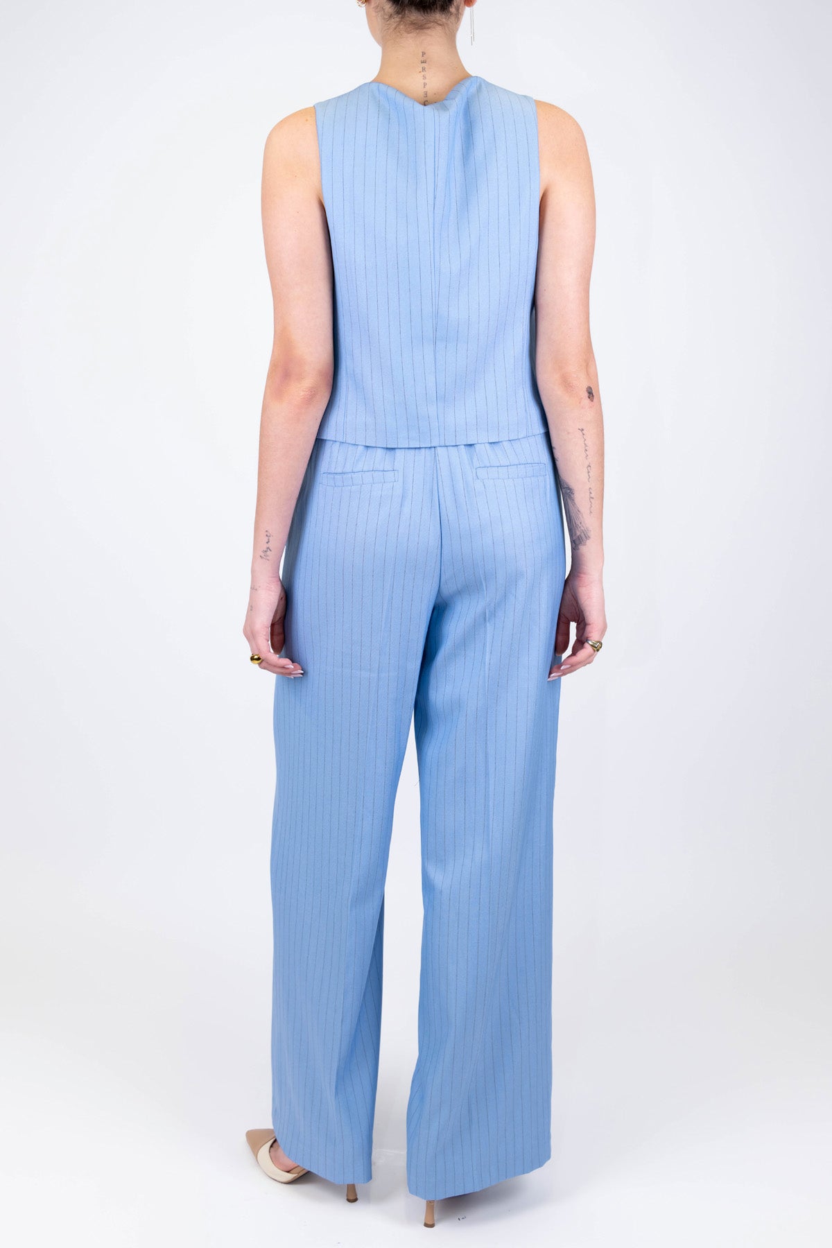 Tensione in - Coordinato gessato gilet e pantalone palazzo