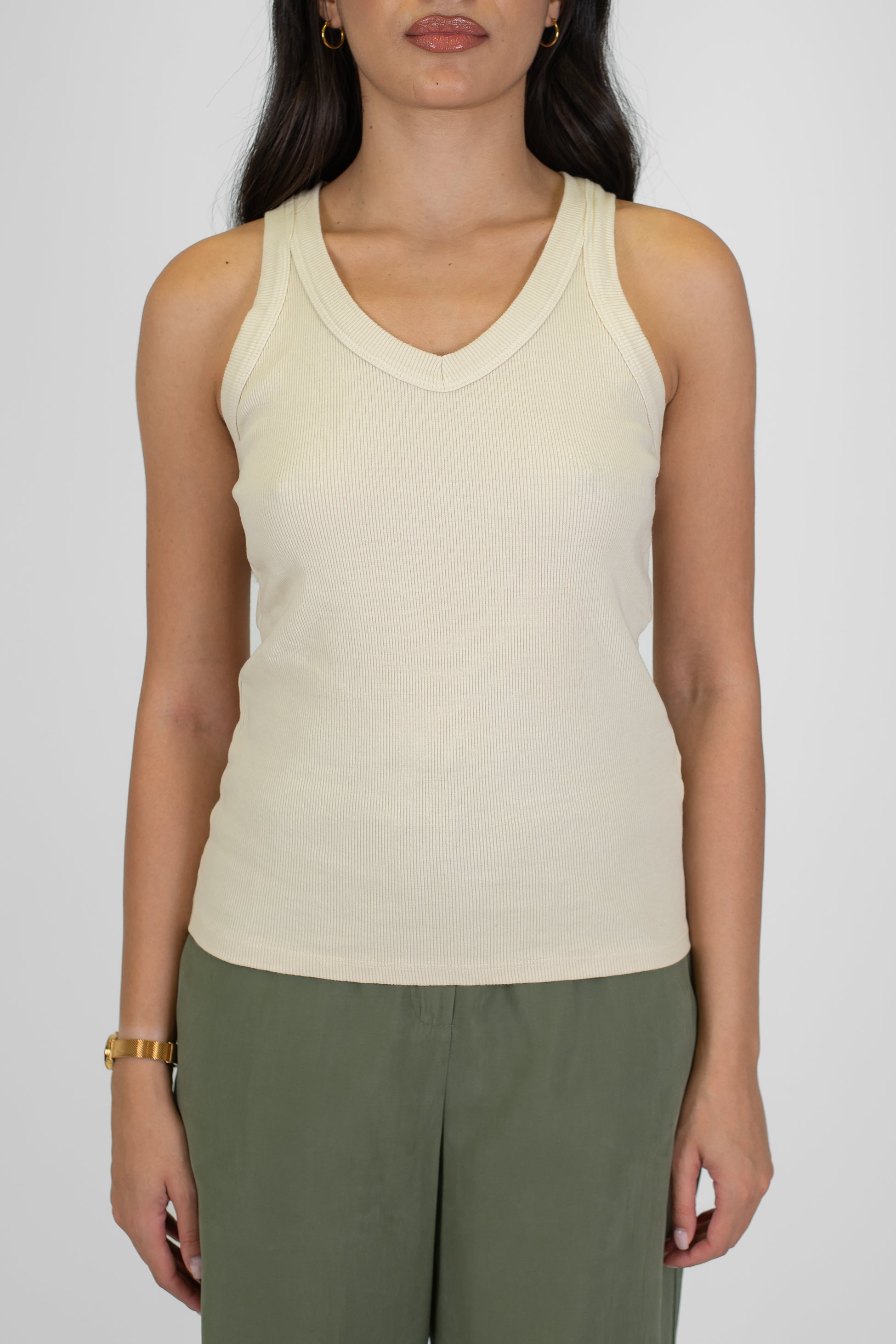 Tensione in - Canotta a costine in cotone