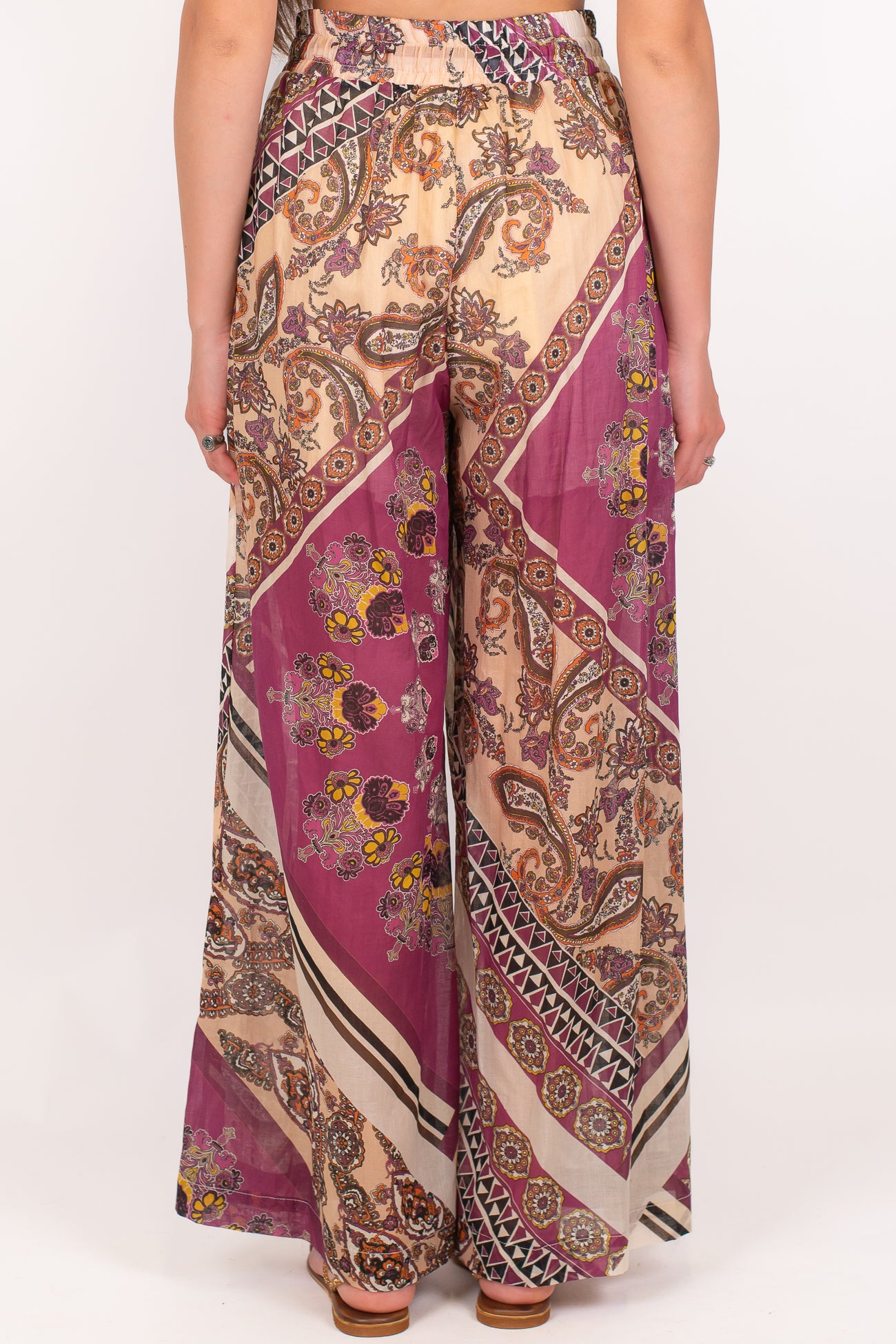 Tensione in - Pantalone palazzo fantasia astratta con coulisse