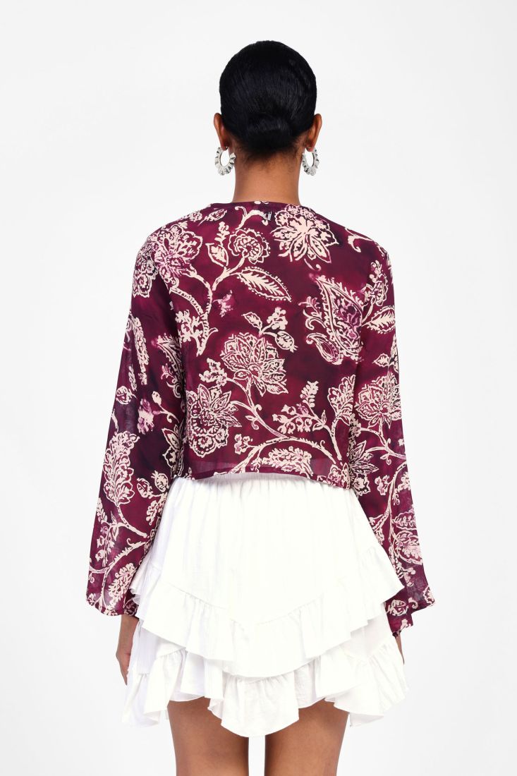 Dixie - Top con nodo fantasia con manica a campana