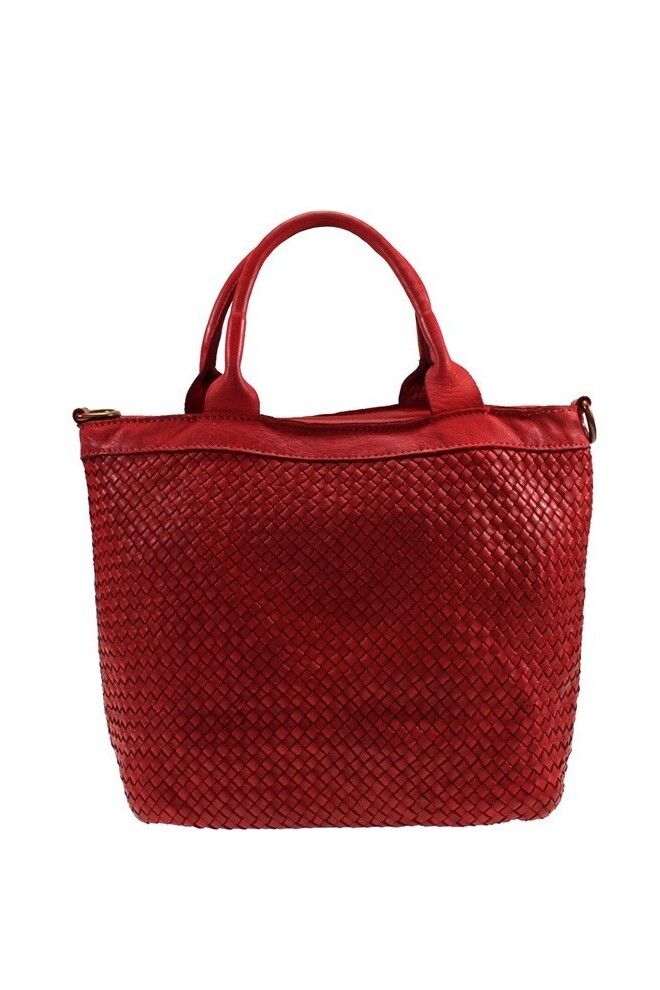 Borsa media in pelle intrecciata