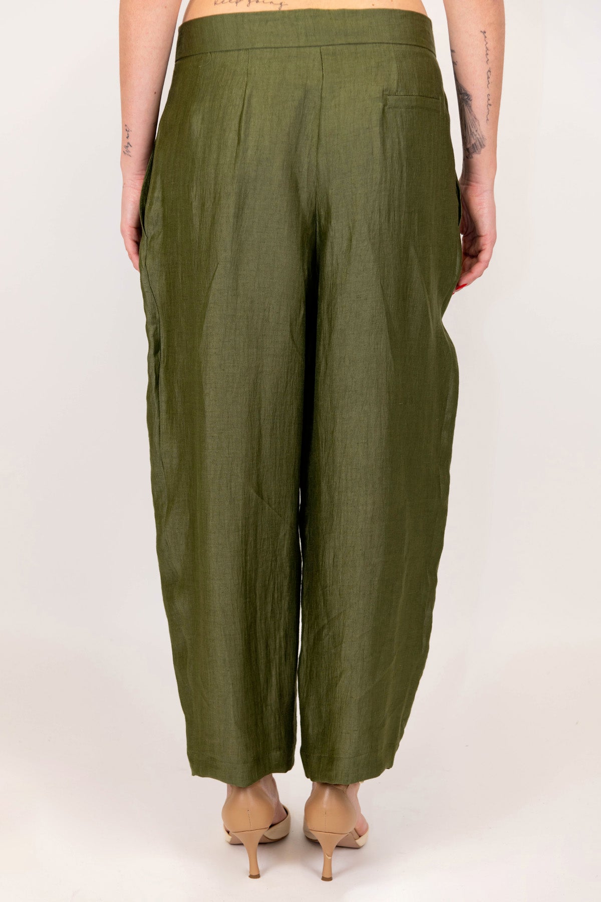 Maryley - Pantalone balloon con pinces in lino