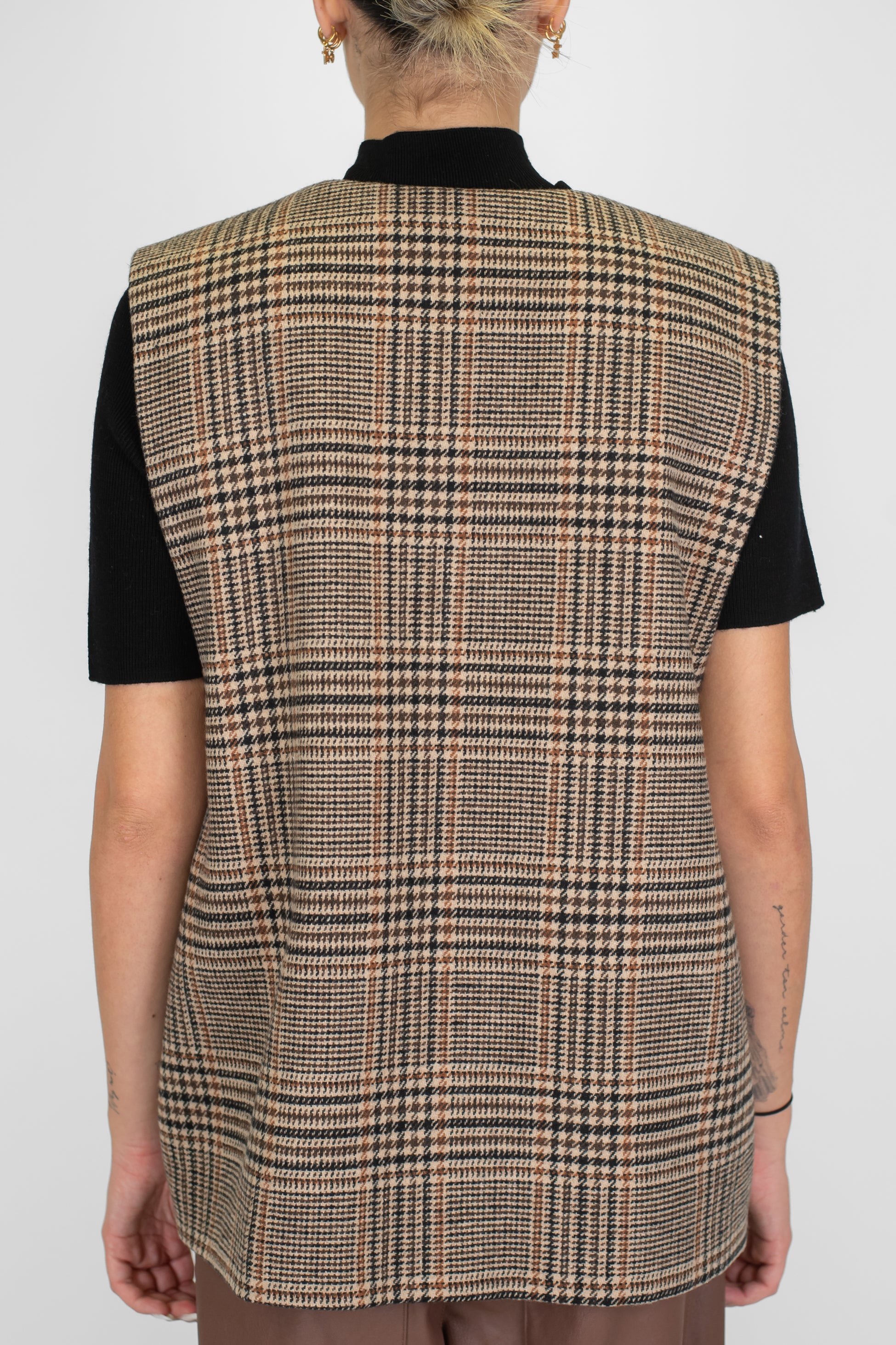 Tensione in - Gilet lungo over fantasia quadri