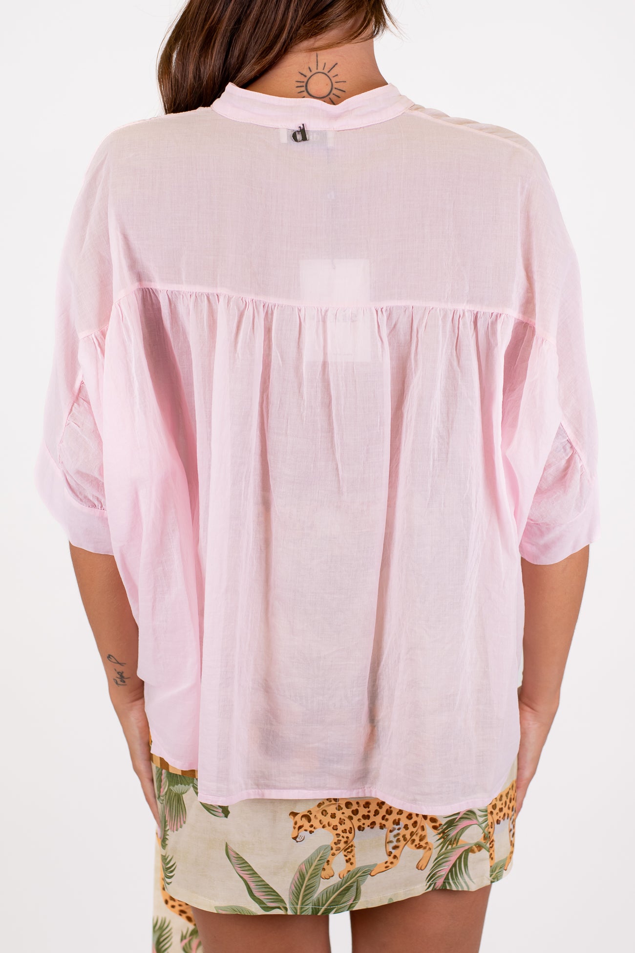 Dixie - Camicia collo alla coreana in mussola di cotone